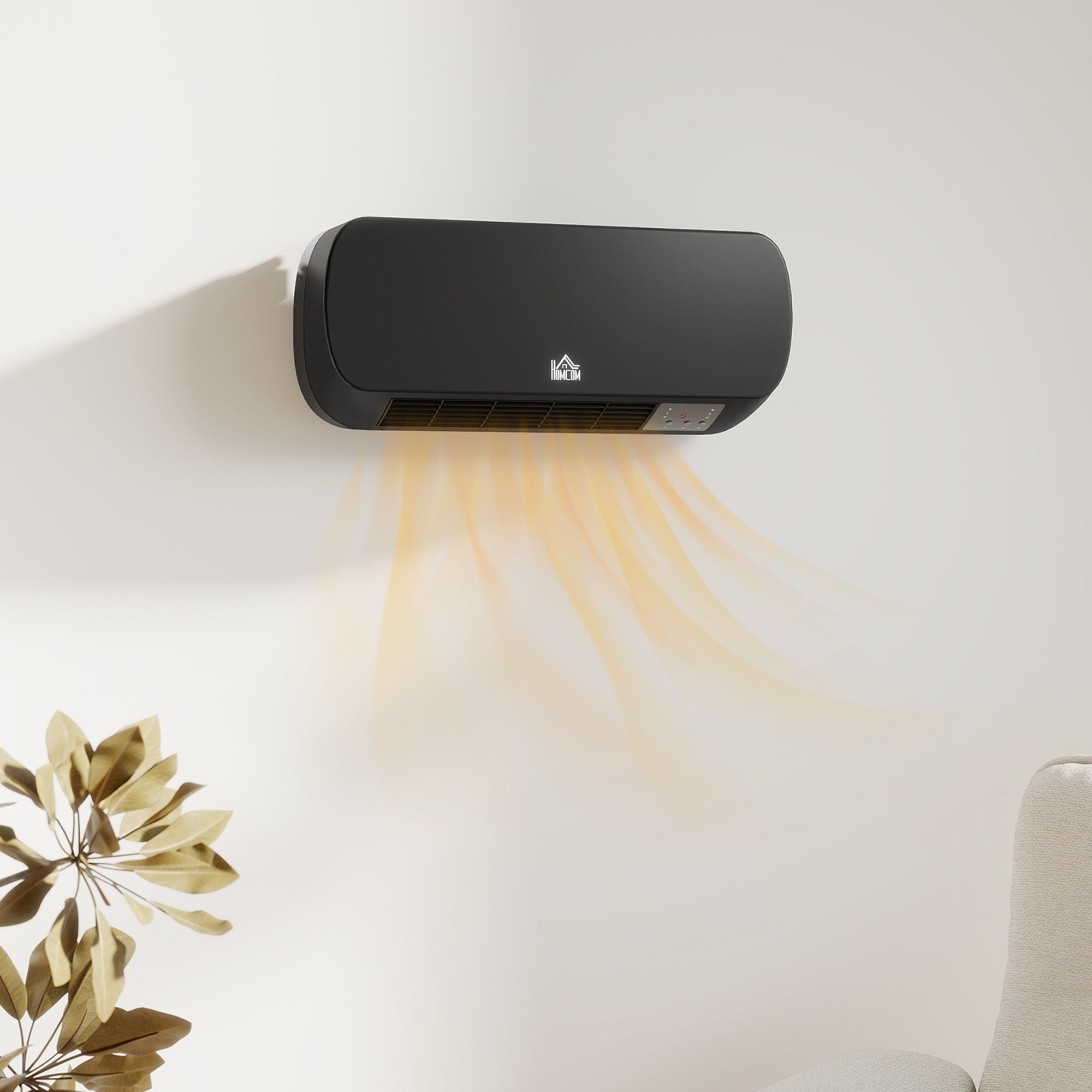 Aquecedor Cerâmico de Parede HOMCOM ABS e PP Preto 45x18,6x11,5 cm 820-254V90BK - 2