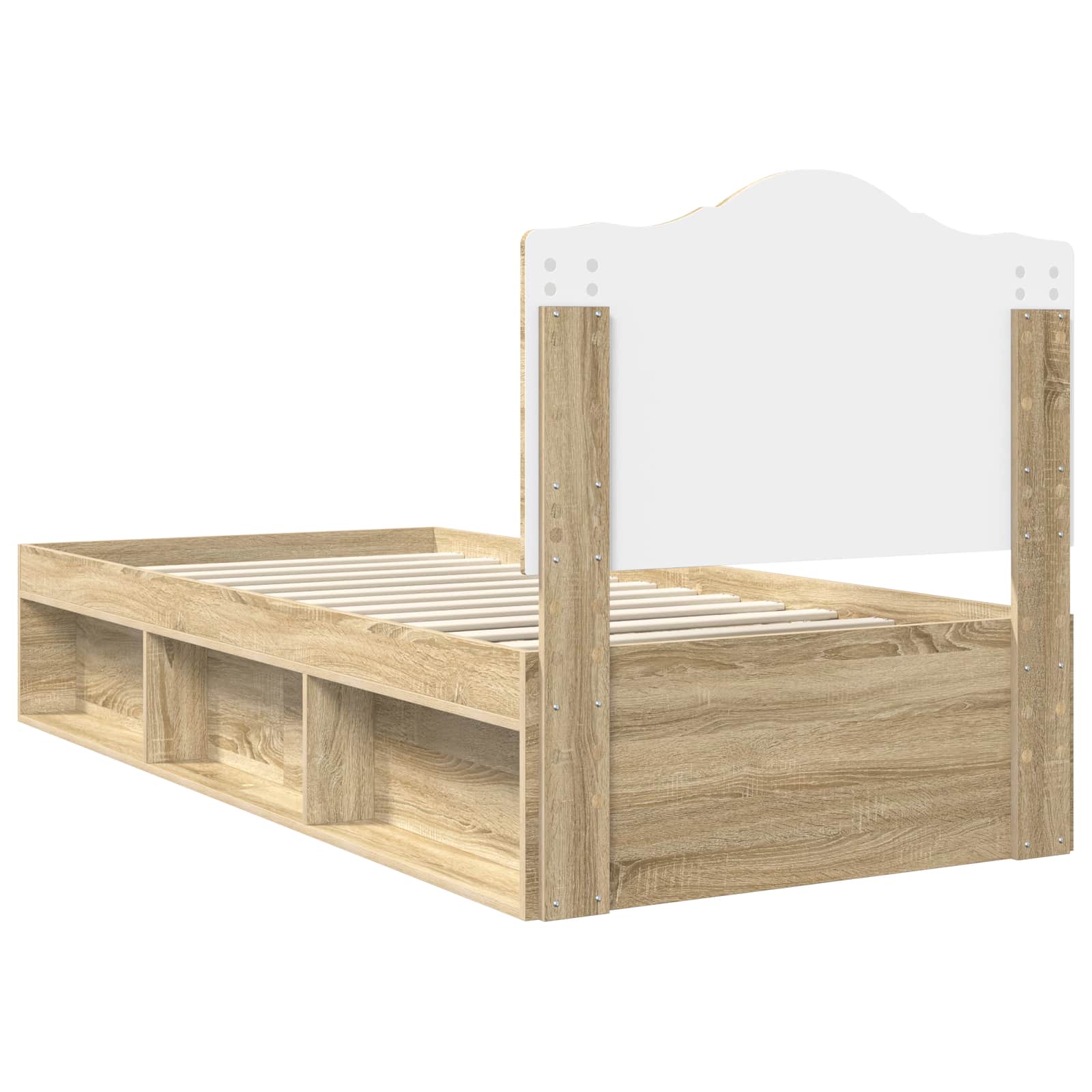 Cadre de lit en pin massif, chêne, pour la chambre, 75 × 190 cm - 9