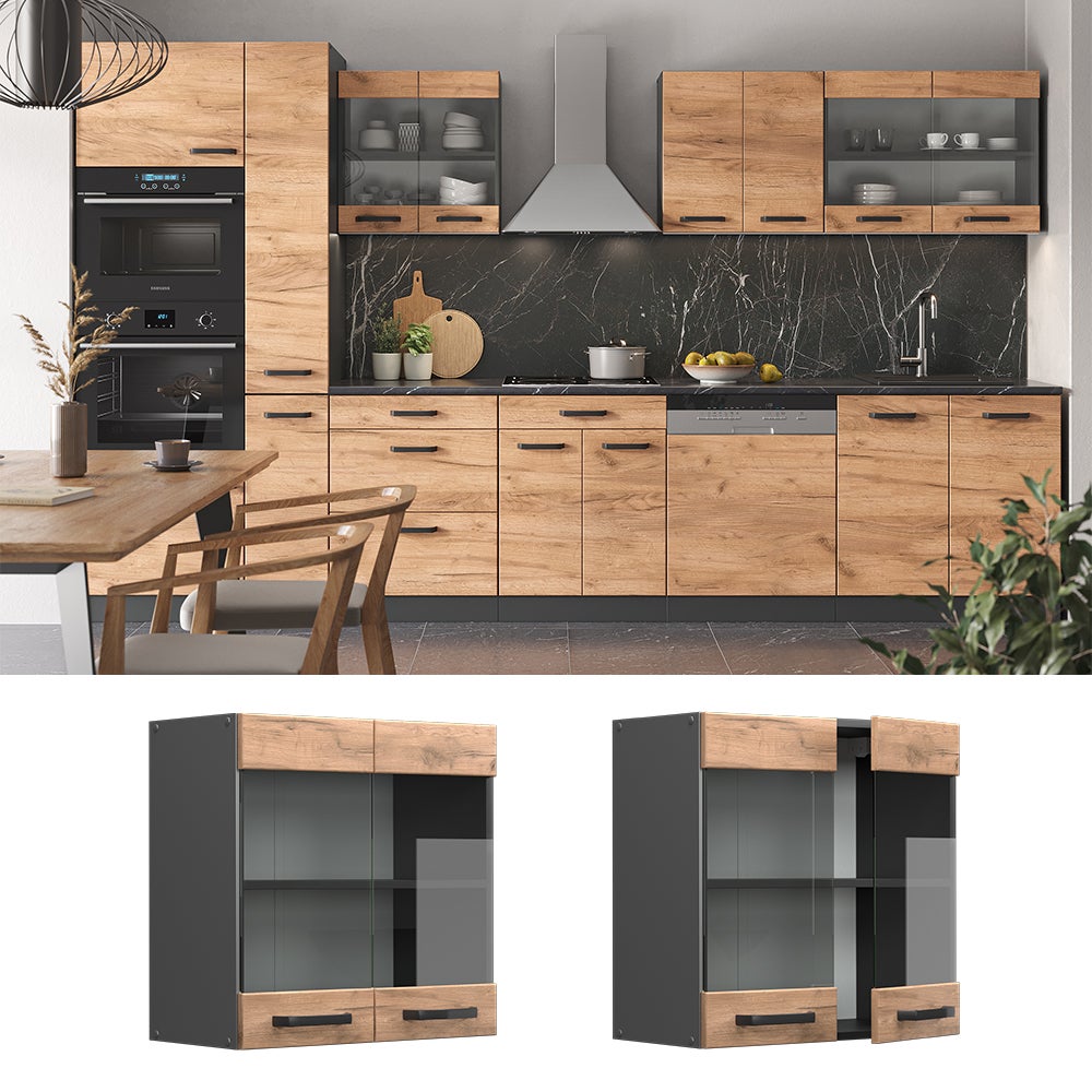 Vicco Armoire en verre R-Line, Chêne de force doré, 60cm - 2