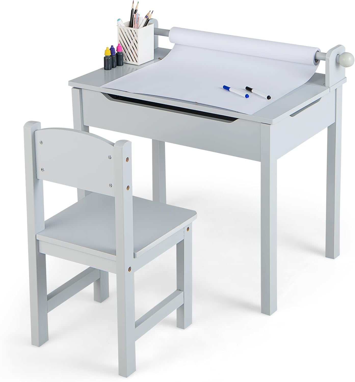 Table Enfant avec Chaise 3+ Ans-Table à Dessin Enfant avec Rouleau du ...