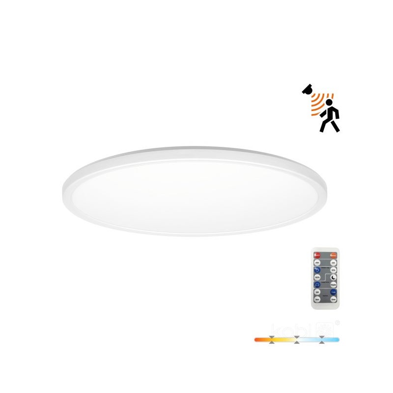 Plafon z pilotem okrągły NIVERA CIRCLE LED 24W Odcienie bieli 2400lm biały wym: 2,8 x 30 x 30 cm IP54 Kobi