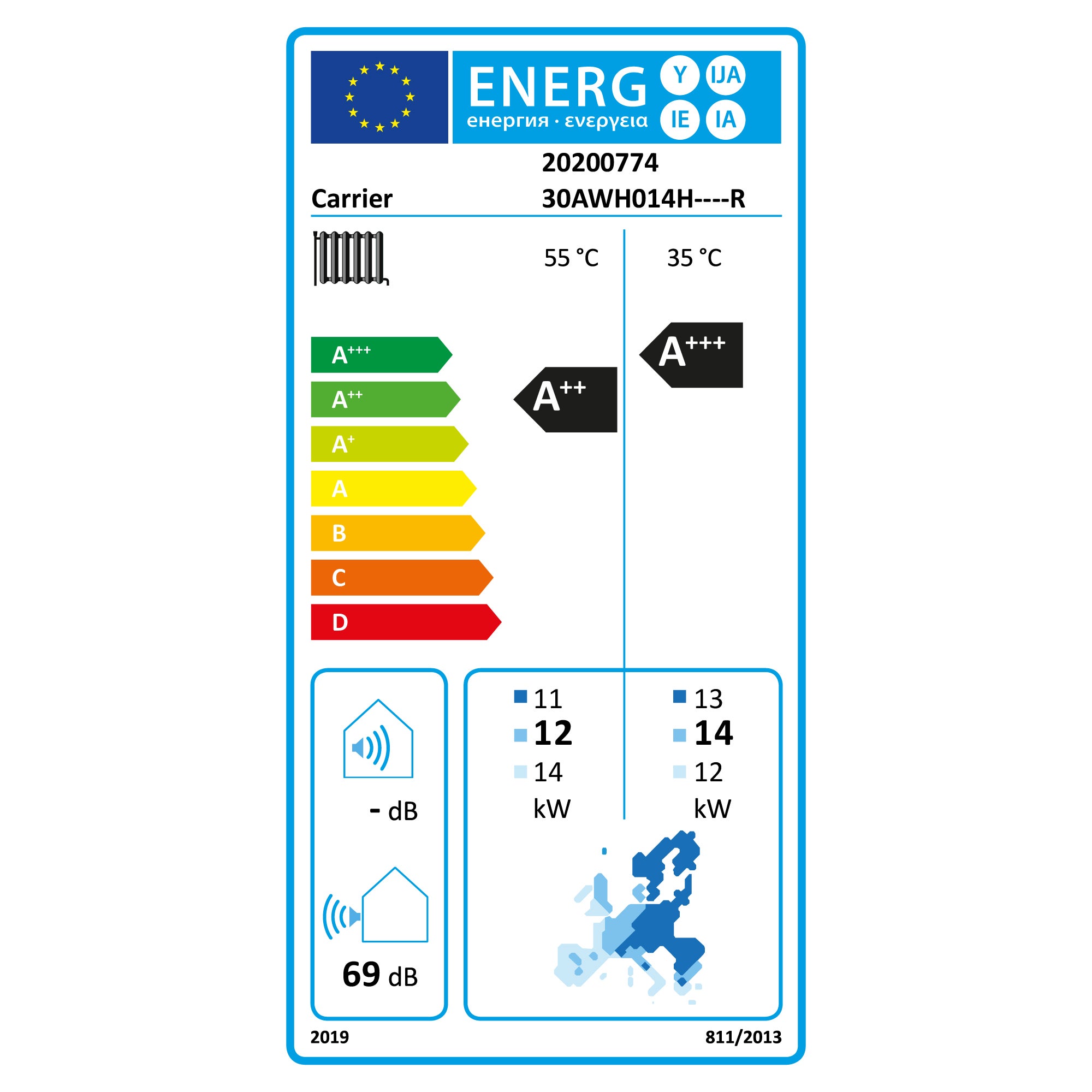 Pompa ciepła powietrze/woda monoblok AquaSnap z elektrycznym wspomaganiem Carrier 14 kW jednofazowa - 3