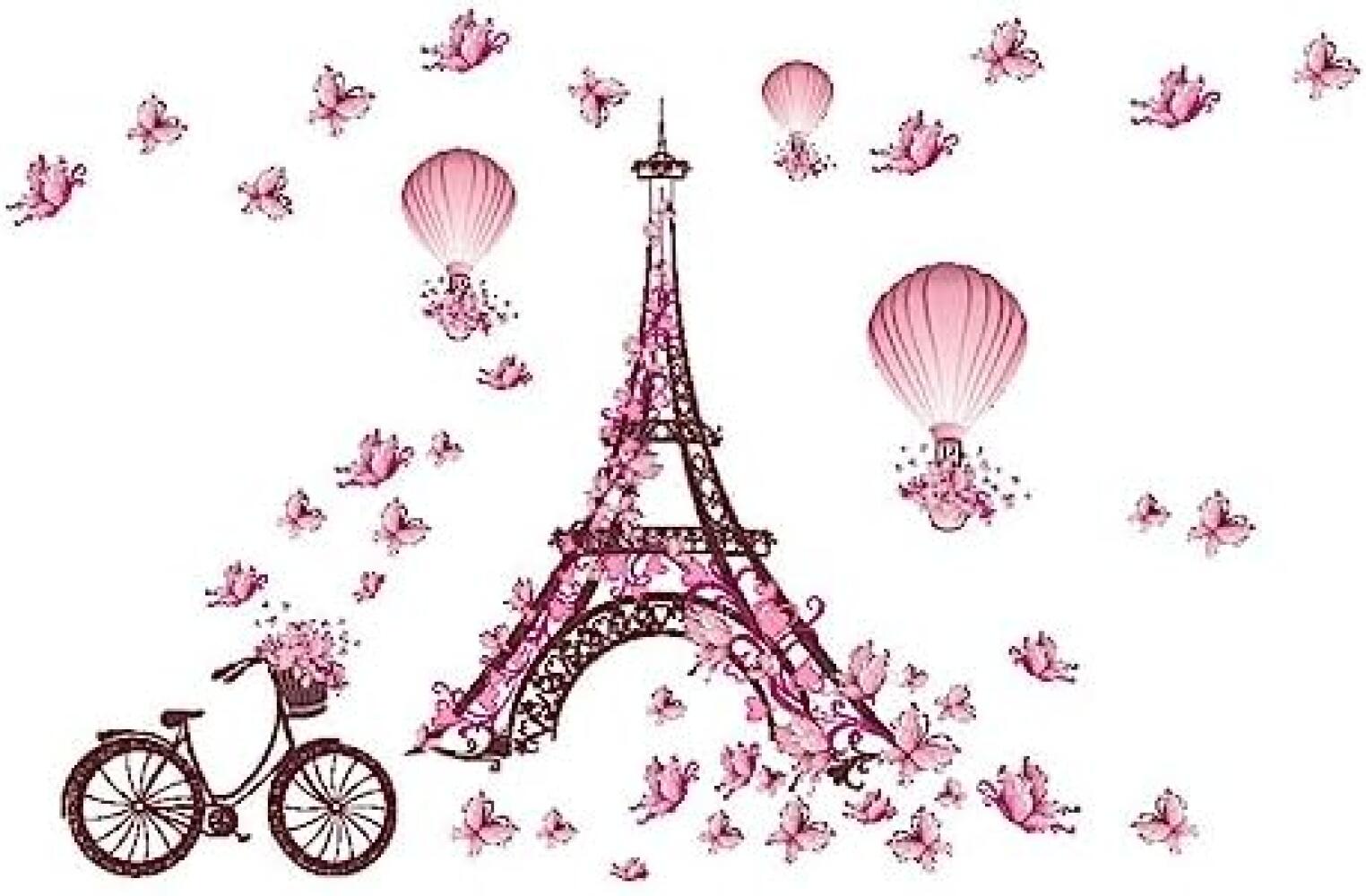 Decoración de pared Torre Eiffel Adhesivo de pared Torre Eiffel Decoración de pared Adhesivos de pared Adhesivo de pared extraíble Aplique rosa