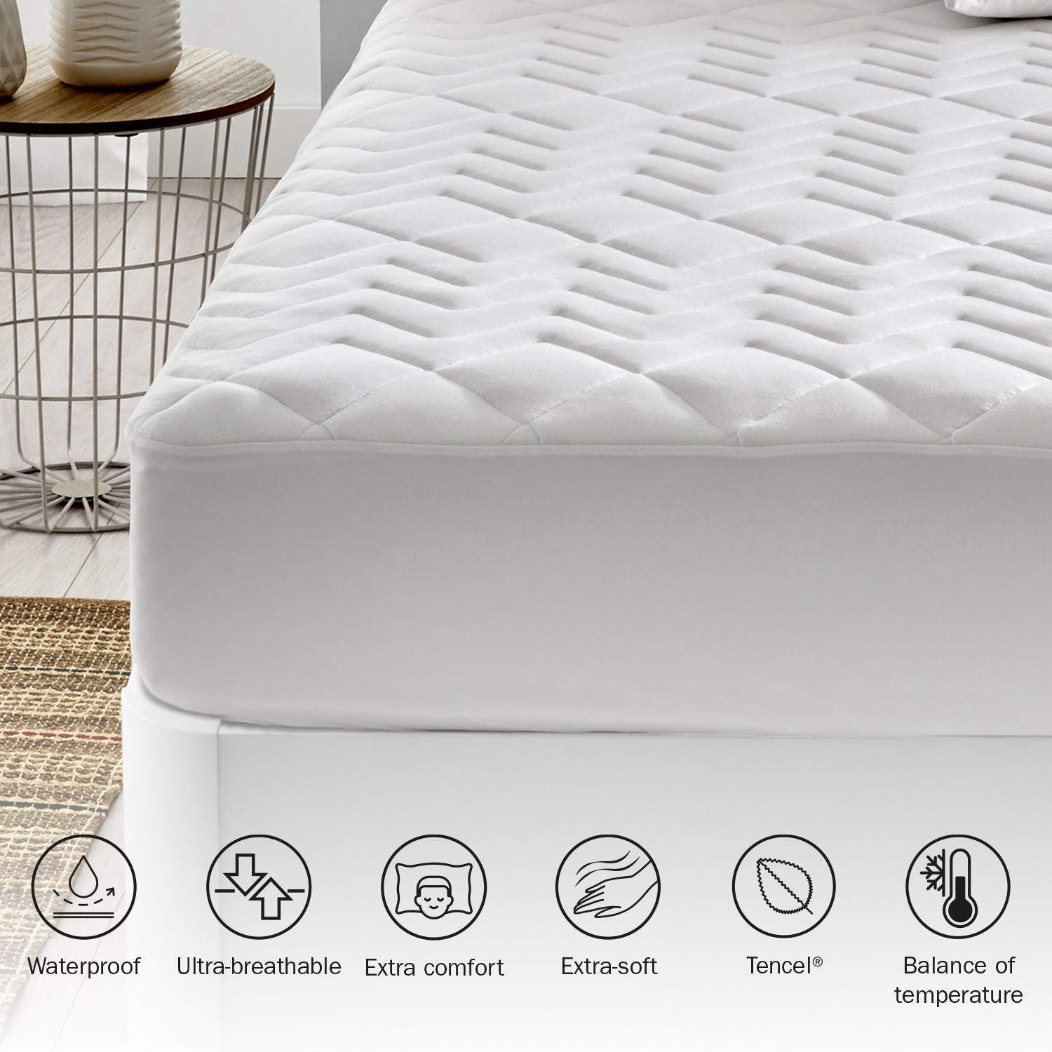 Protector de colchón 160x200cm PIKOLIN HOME Transpirable e Impermeable - 3