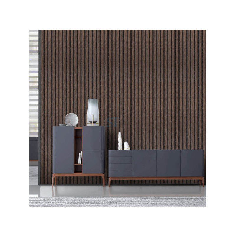 Panneaux Acoustiques Décoratifs en MDF – Lot de 4, Acacia, 240x60cm - 2