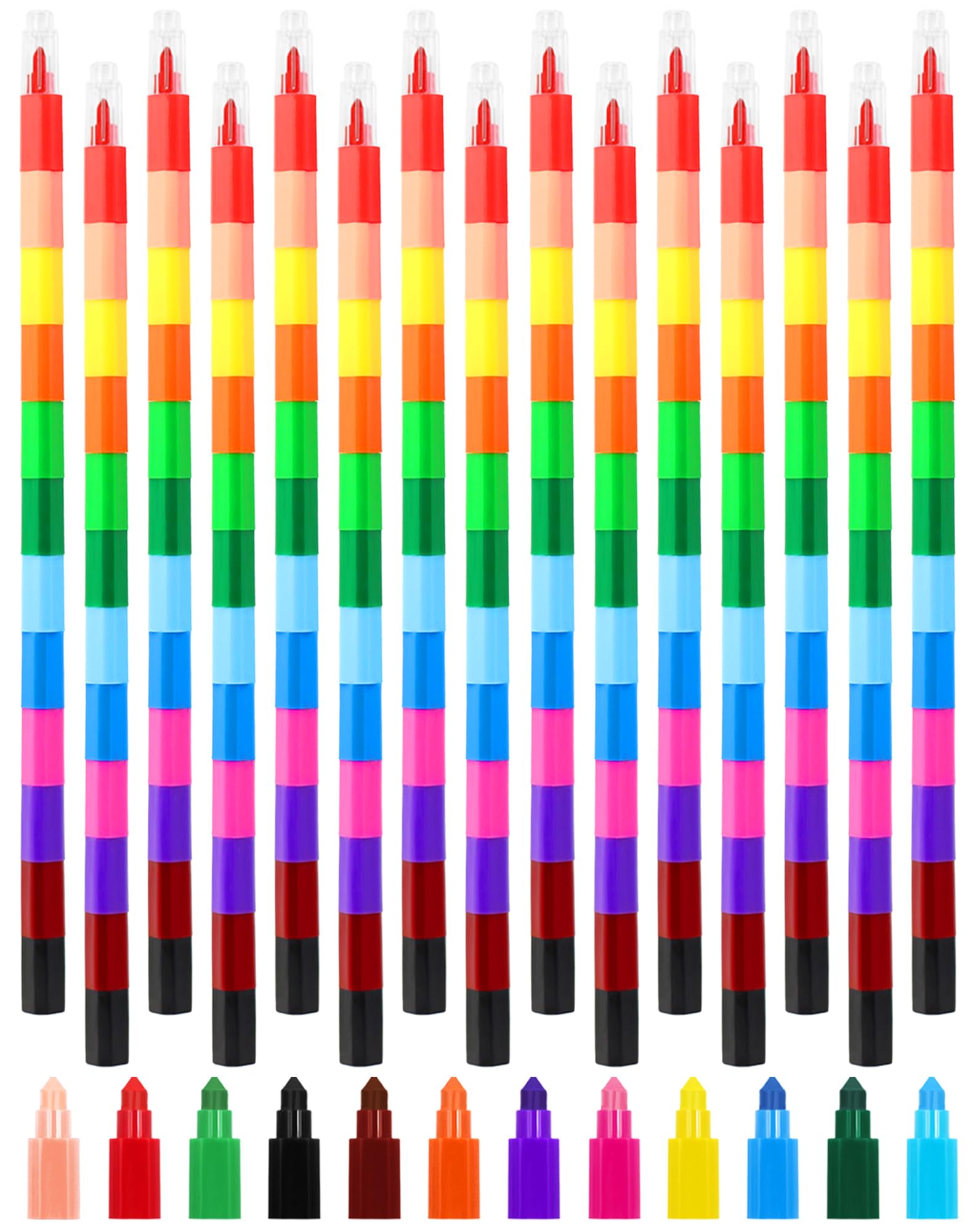 Crayons De Couleurs Empilables Pour Enfants - 20 Mini Crayons à La Cire Colorés Et Amusants Pour Tout-Petits Kit Coloriage Créatif 20 Pièces