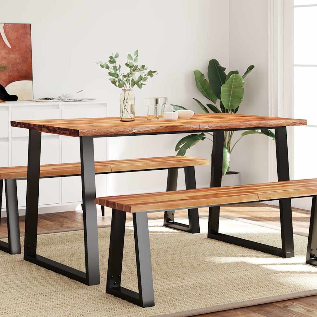 Vidaxl Mesa De Comedor 140X80x75 Cm Madera Maciza De Acacia Con Borde Natural , Leroy Merlin