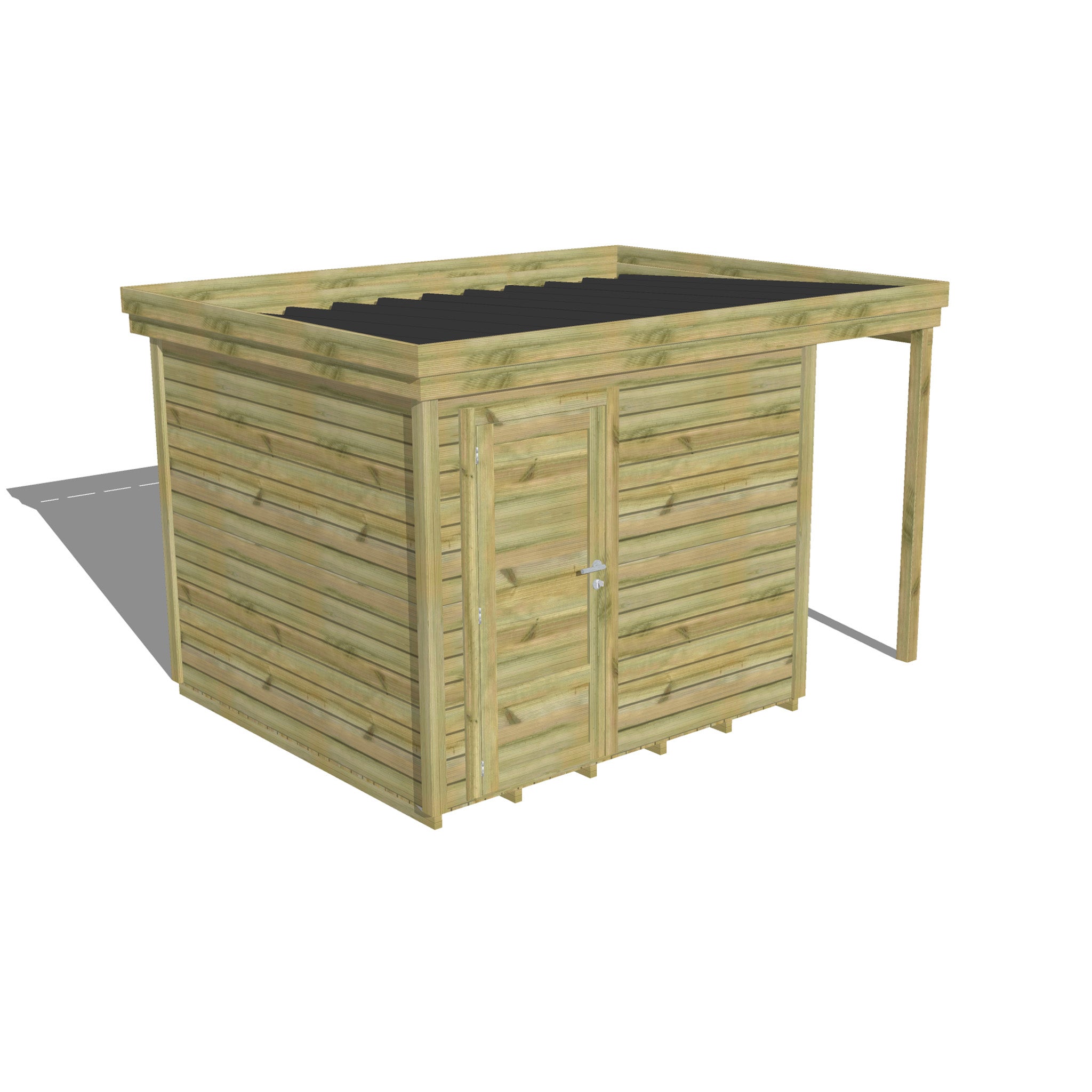 Abri De Jardin En Bois Traité Autoclave 9,91 M² - Épaisseur 28 Mm - Double Porte - Pour Stockage Ou Atelier