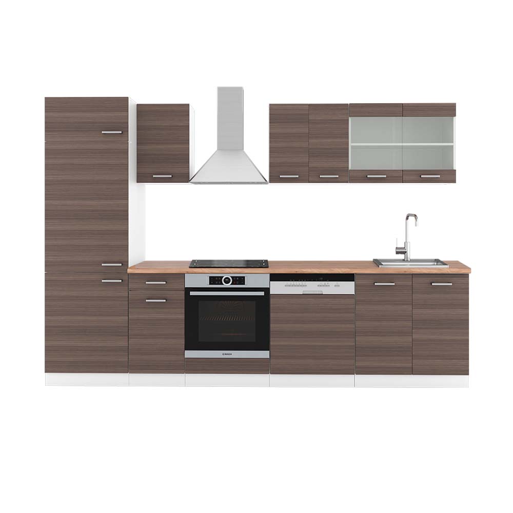 Vicco Aneks kuchenny R-Line, Szlachetny szary/biały, 300 cm , BP Dąb