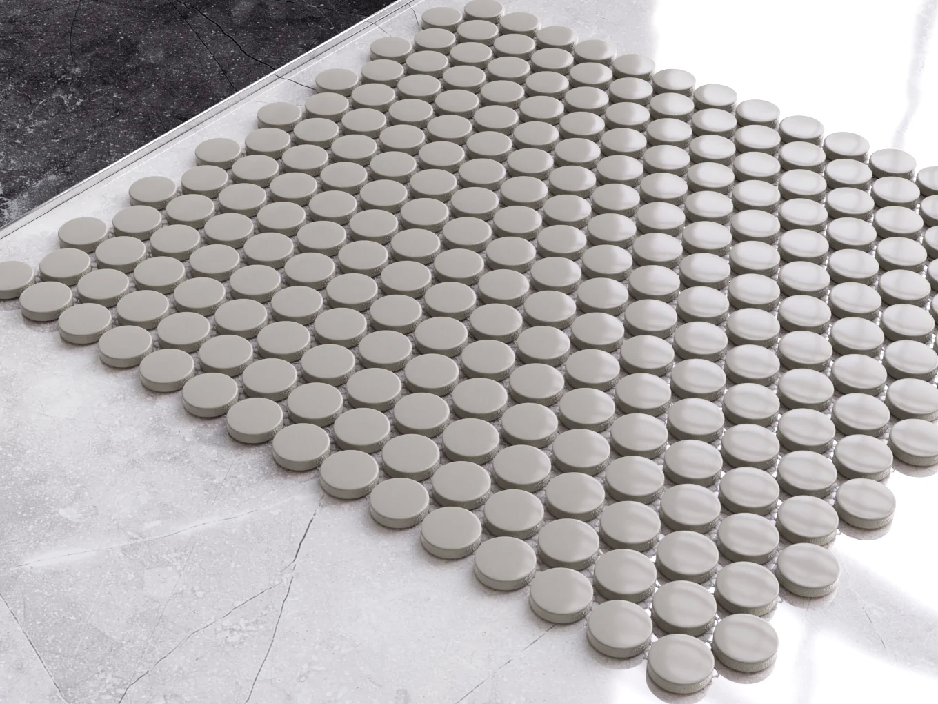 Mosaïque en céramique sur maille pour salle de bain ou cuisine 29.3cm x 31.7cm - Grey bubbles - 2