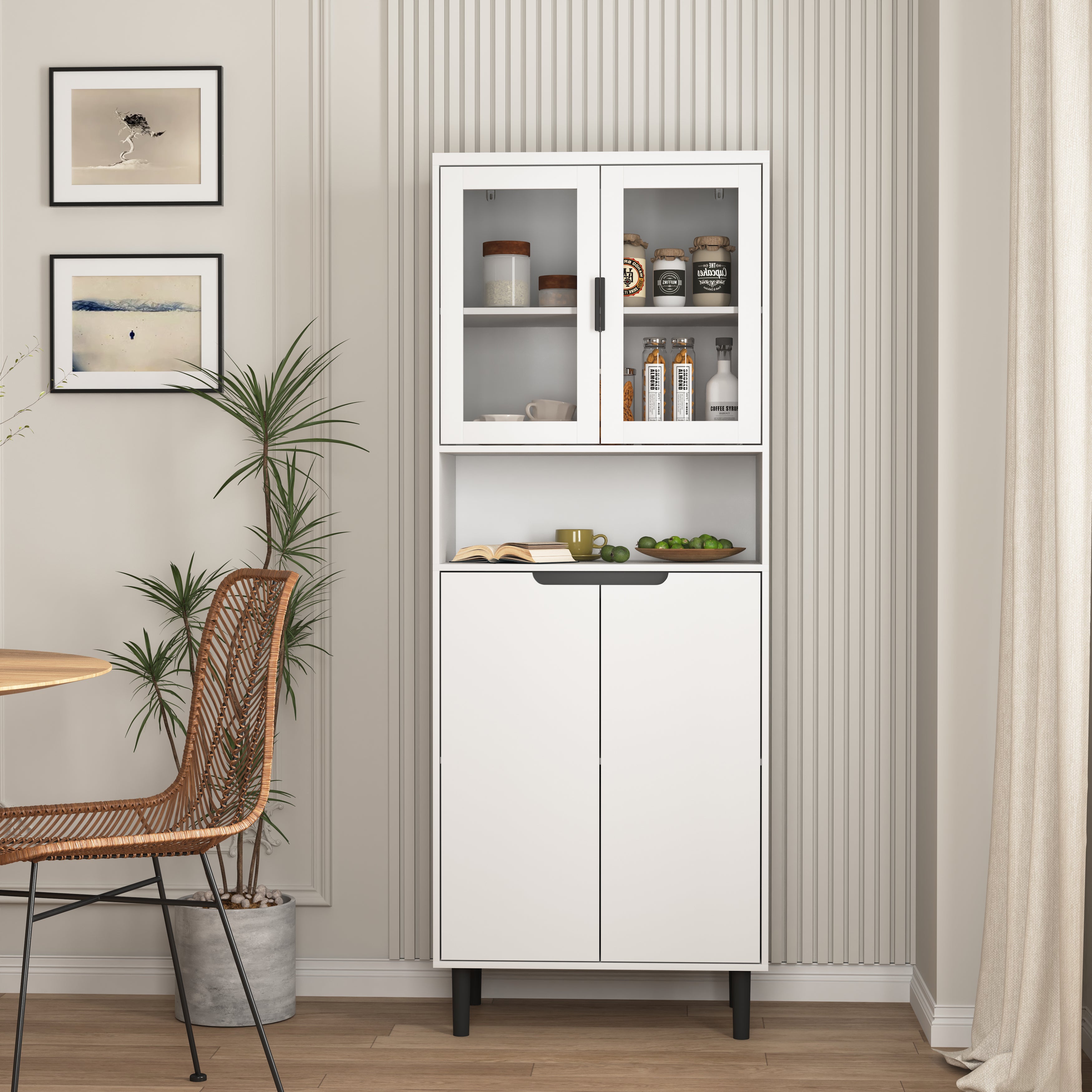 Vitrine LED Moderne Noire Avec Portes Verre – 3 étagères + Tiroir | Idéale Pour Exposer Collections, Livres, Décorations