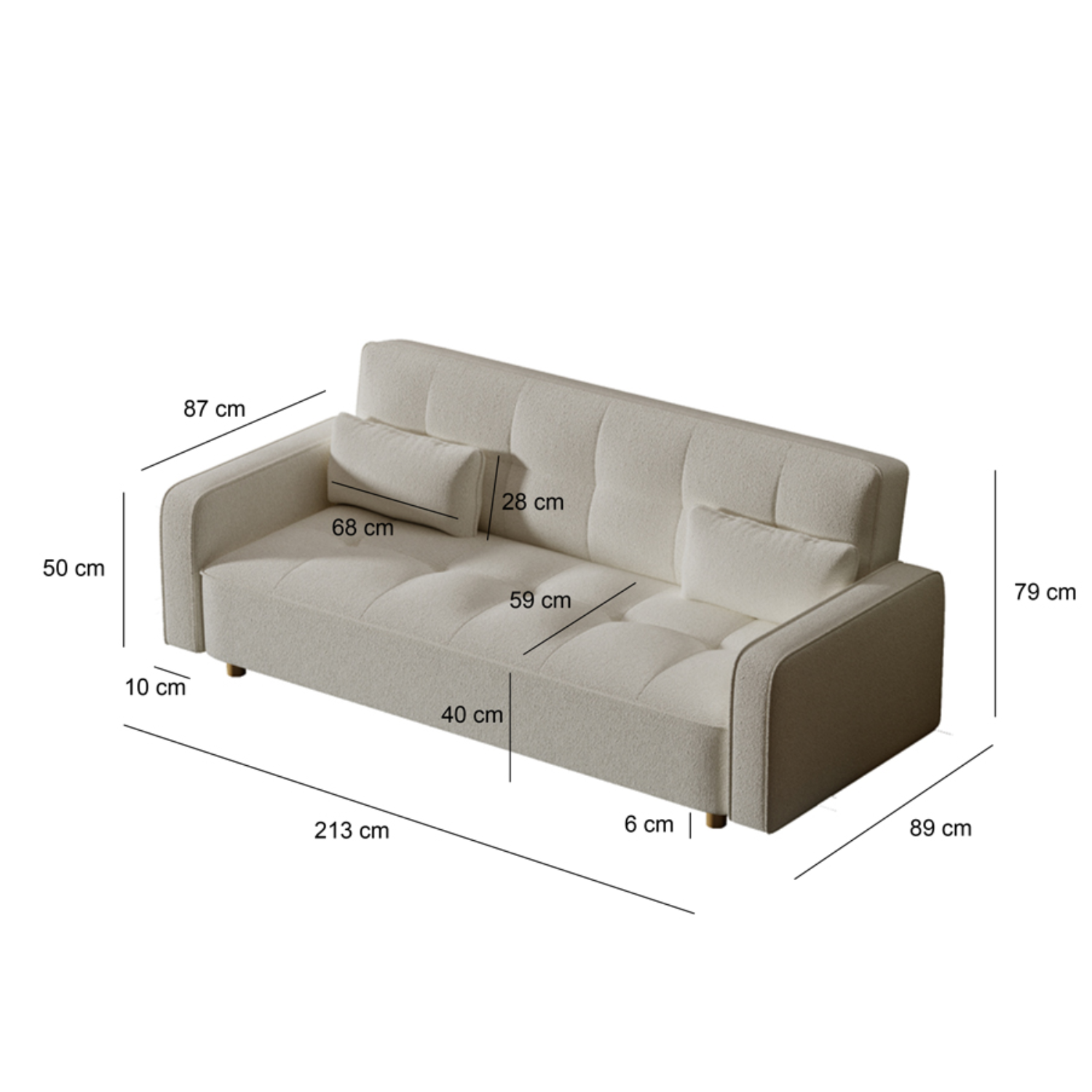 Canapé scandinave convertible 3 places en velours côtelé beige COPENHAGUE - 3