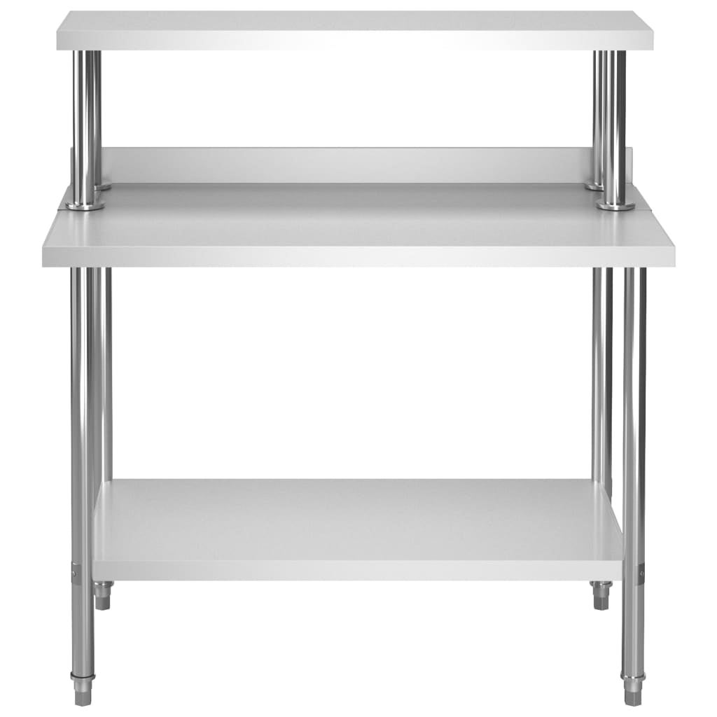 Tavolo da lavoro da cucina con ripiano in acciaio inox 120x60x120 cm - 3