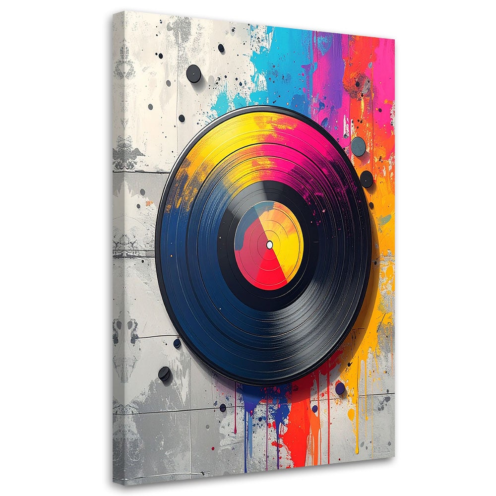 Obraz do salonu biura pubu klubu muzycznego, Kolorowa Płyta vinylowa muzyka 30x45