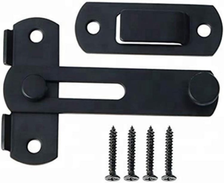 Loquet de porte en acier inoxydable de haute qualité, adapté aux portes et fenêtres coulissantes, loquet de grange, extérieur et domestique (noir) - 4