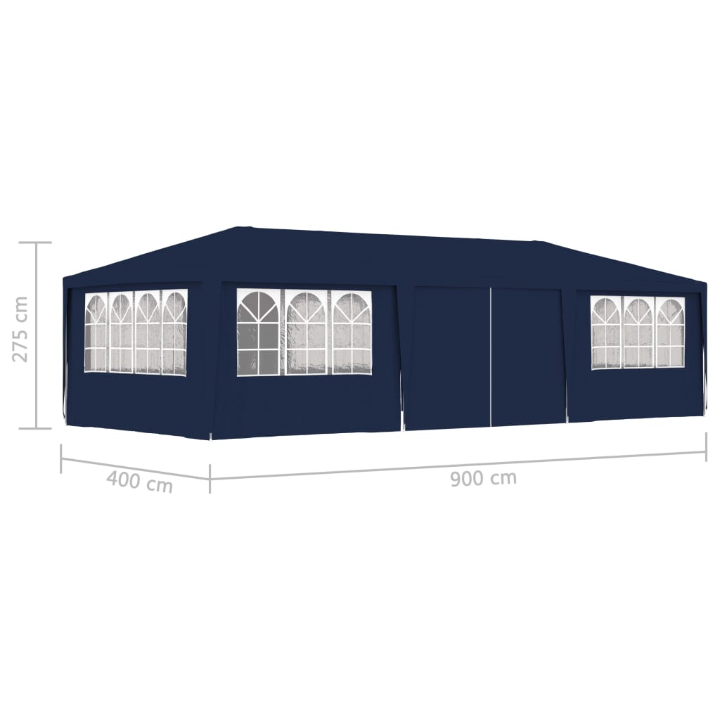 Tente de réception avec parois latérales 4x9 m Bleu 90 g/m² VIDAXL - 9