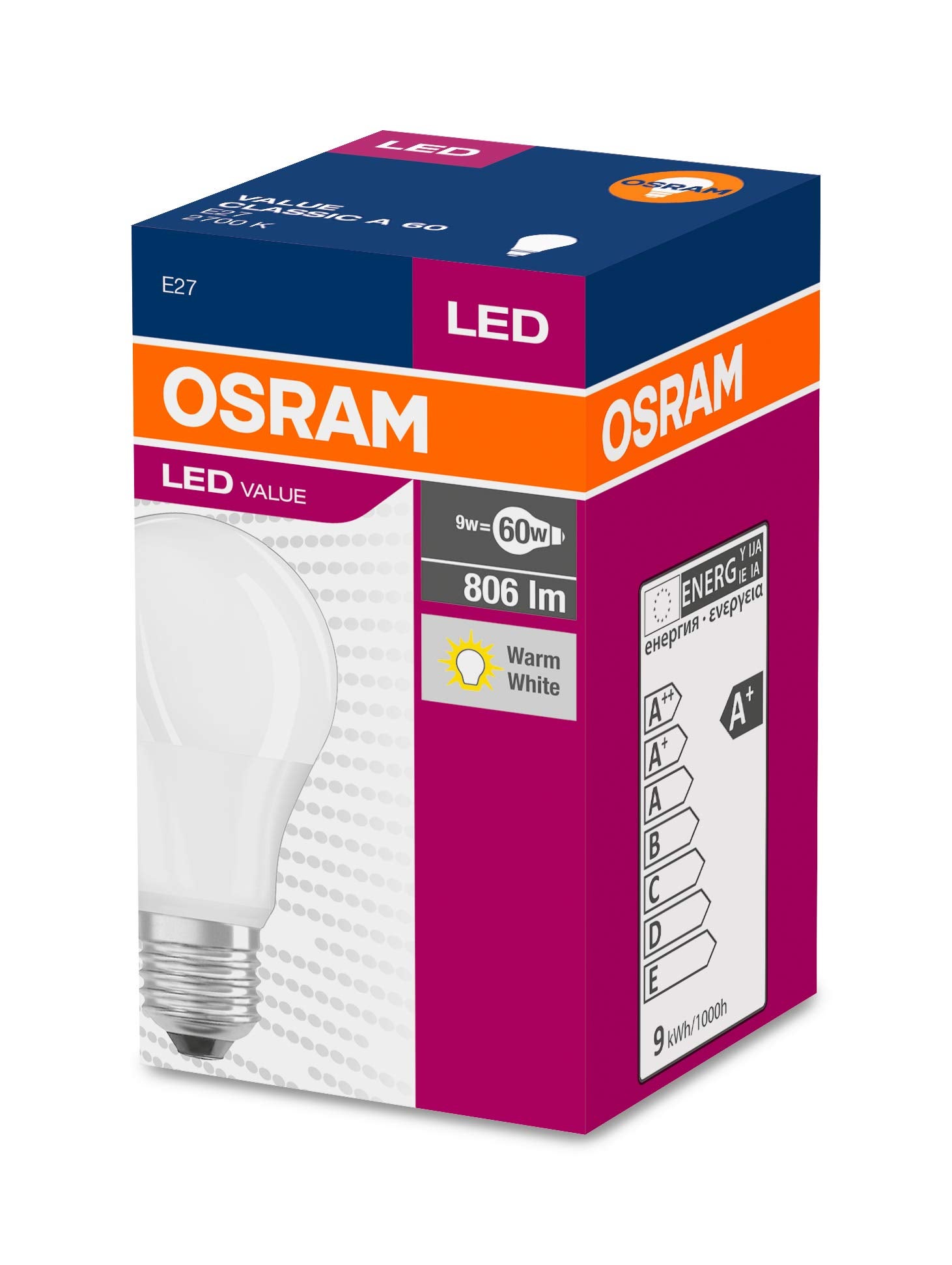 Lâmpada LED E27 8.5W 806 lm A60 OSRAM Parathom Value Classic 4052899326842 Blanc Chaud 2700K 200º - 5