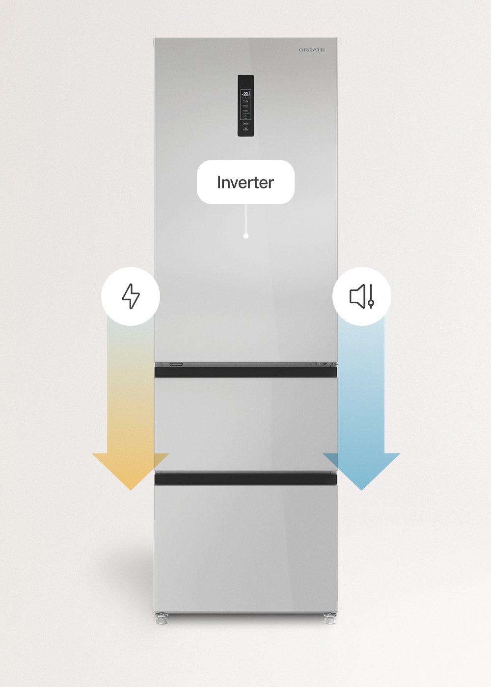 CREATE - FRIDGE STUDIO COMBI PRO FLEX 401 - Réfrigérateur 401L No Frost à l'italienne avec, Space Pro et Care+- Inox - 7