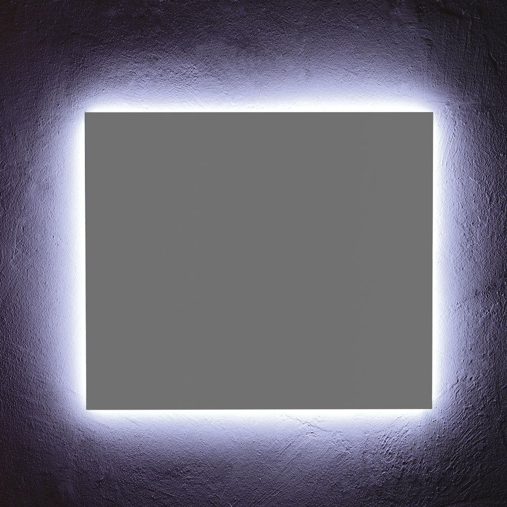 Specchio Bagno LED Kiamami Valentina - Retroilluminato, Touch, 70x60 Cm, Montatura Grigio ABS