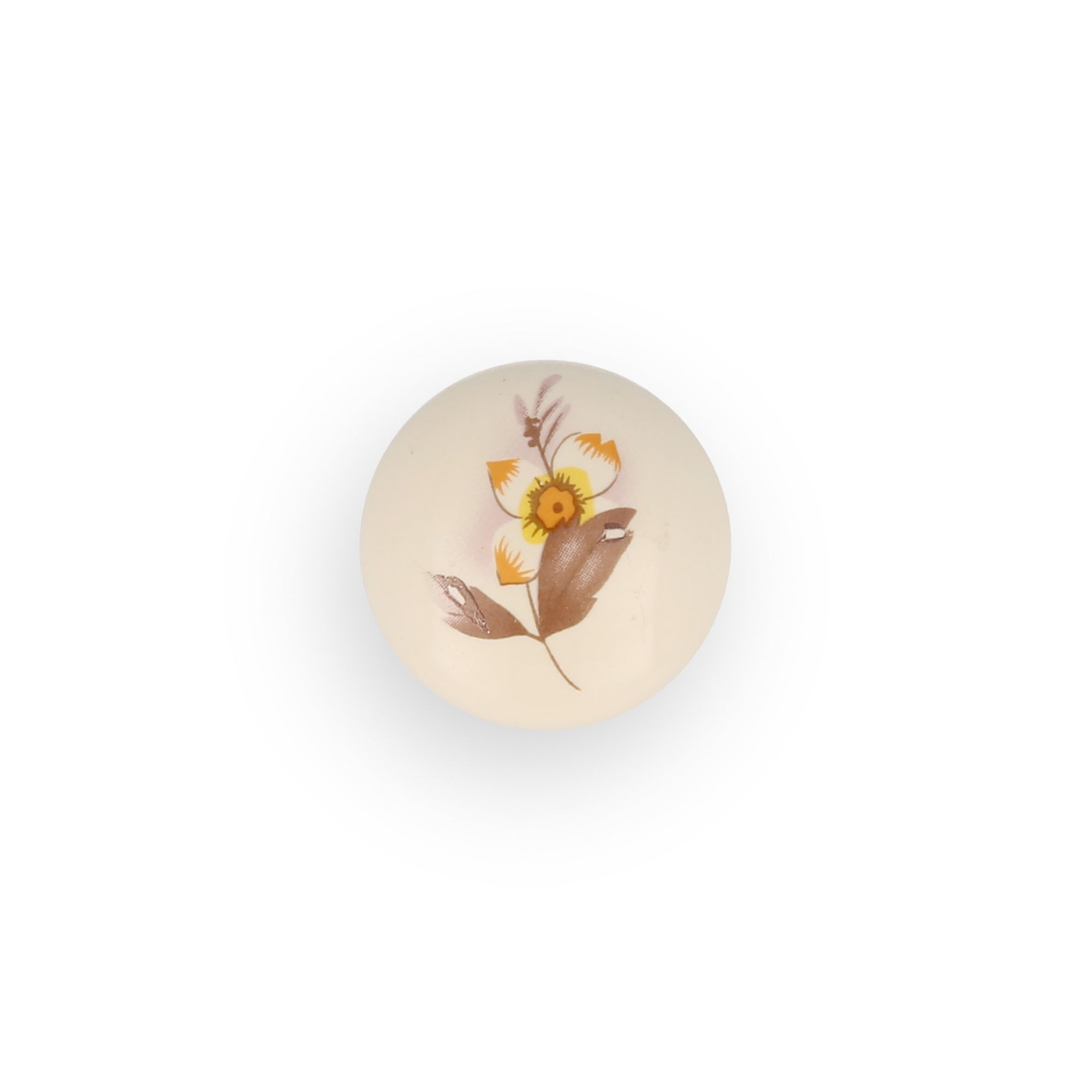 Bouton de meuble | Style classique | En Porcelaine - Zamak | Finition florale marron | Mesures 30*30*27mm | Système de fixation vissé | Comprend des - 2