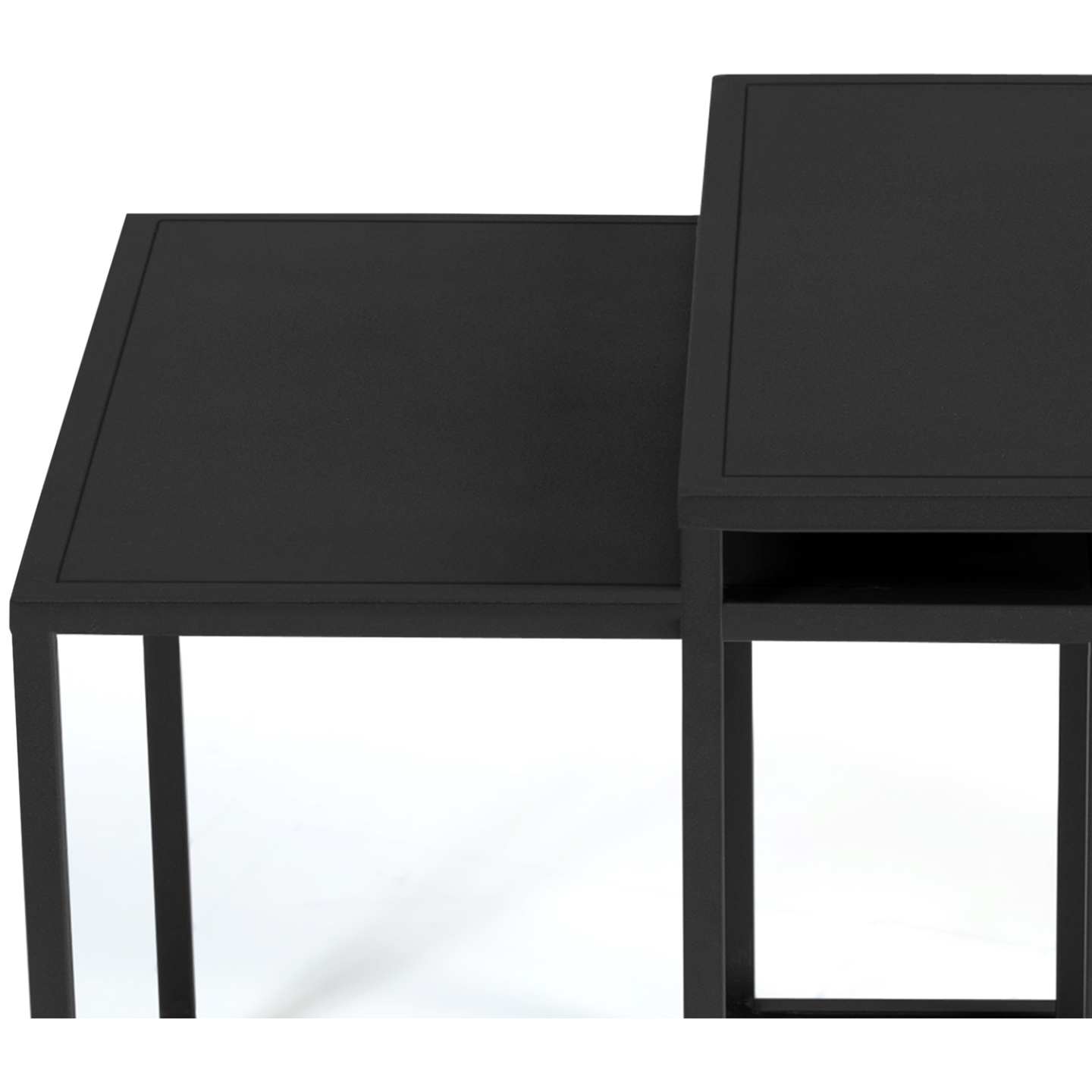 Lot de 2 tables basses gigognes DAVIS 40/45 en métal noir mat design industriel - 3