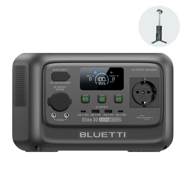 BLUETTI Elite 30 V2 Générateur Solaire, Batterie de Secours LiFePO4 288Wh 600W, Prises CA (Puissance de Surcharge 1500W), pour Camping, Voyages