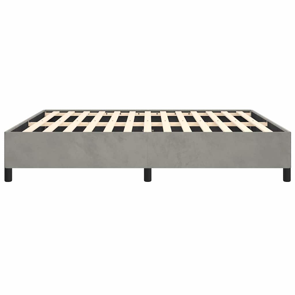 Cadre de lit sans matelas, gris clair, California, velours - 7