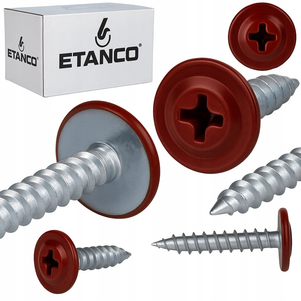 Wkręty podkładkowe Etanco do drewna 4,2x38mm, RAL 3011 GM-S 250szt.