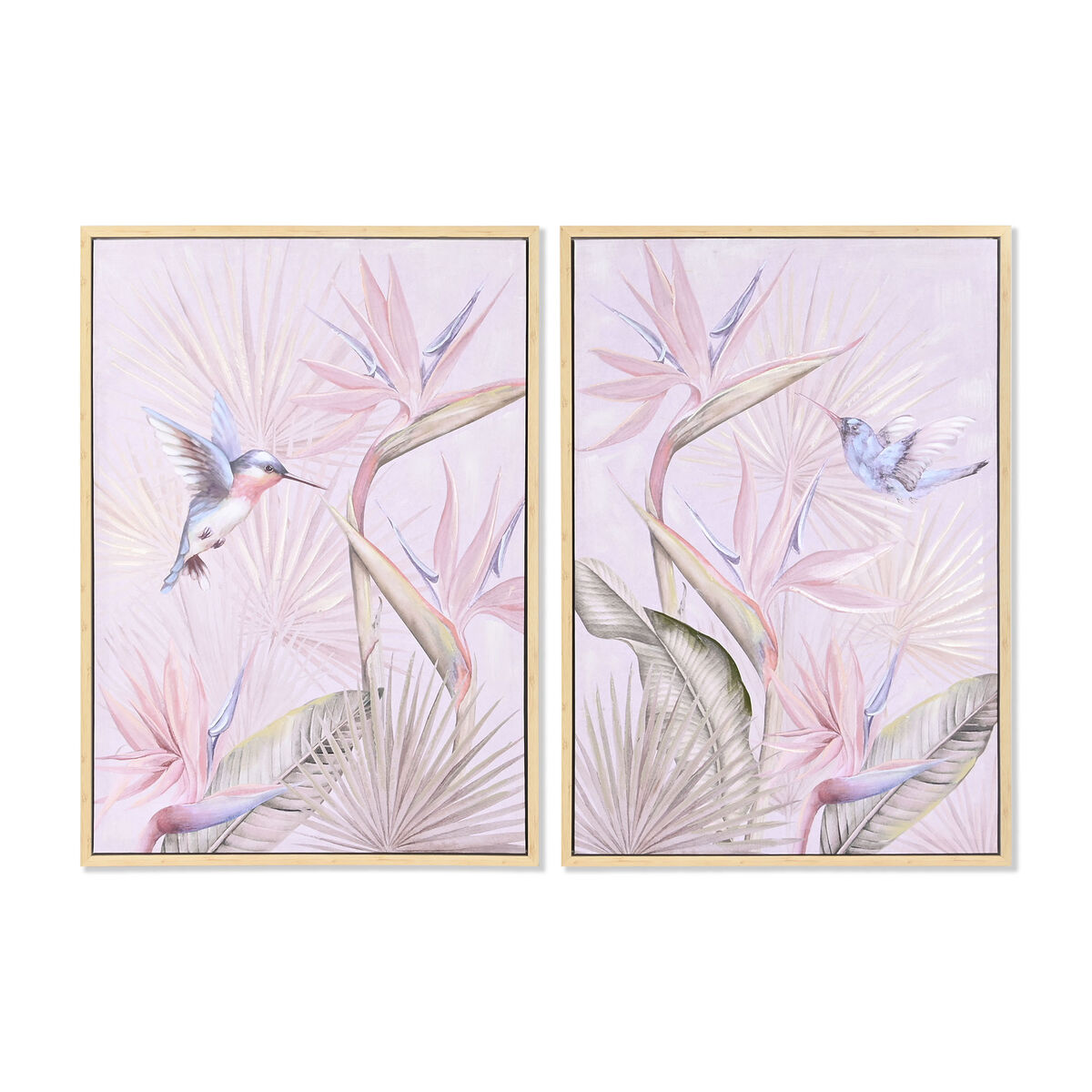 Cuadro dkd home decor 70 x 3,7 x 100 cm tropical (2 unidades)