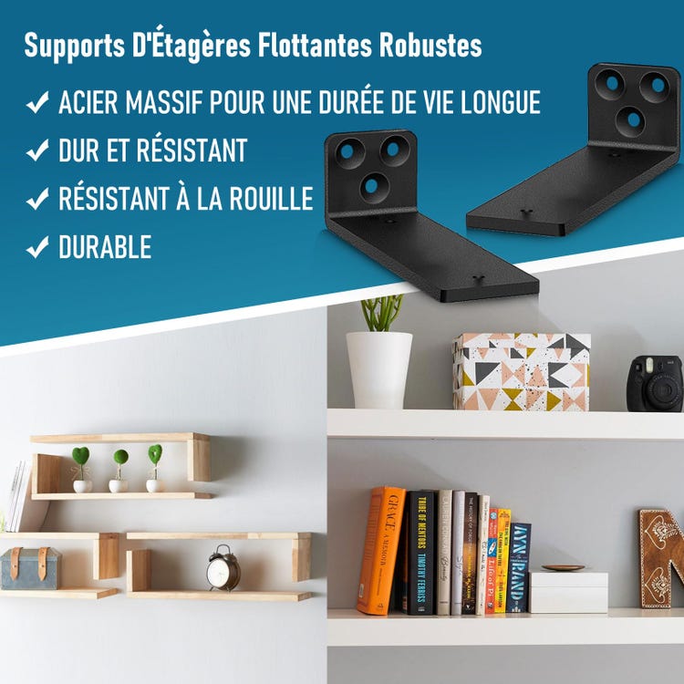 4 Pièces Equerre Etagere Murale 12,7 cm, Supports D'Étagère D'angle Robustes À Fixation Murale, Support Étagère Mural En Métal Pour Étagères Ouvertes - 4