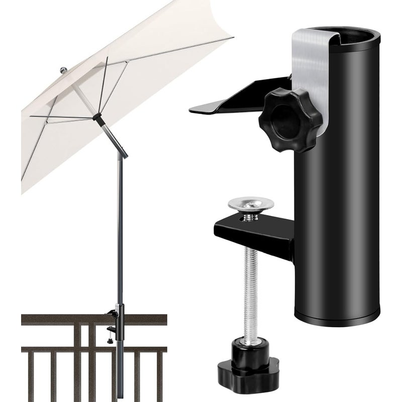 Uchwyt na parasol balkonowy, uchwyt na parasol balkonowy, stojak na parasole z uniwersalnym klipsem mocującym na balkon