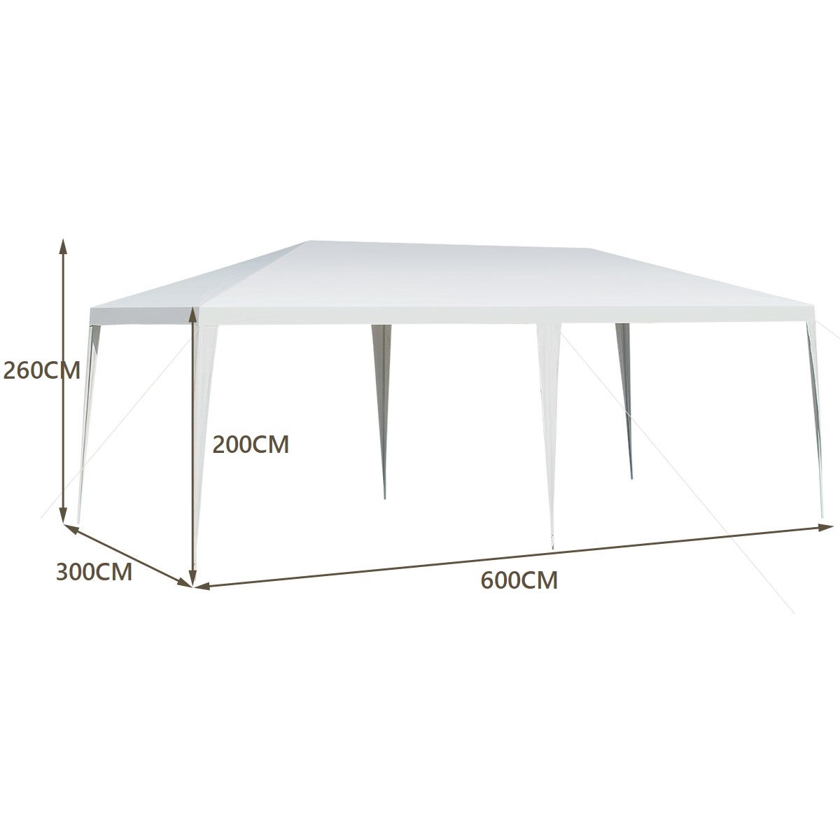 Tonnelle Pliante de Jardin Terrasse 18m², Barnum 6 x 3 M Protection Solaire, Tente de Réception Extérieure, 6 Cordes &12 Piquets, Blanc - 3