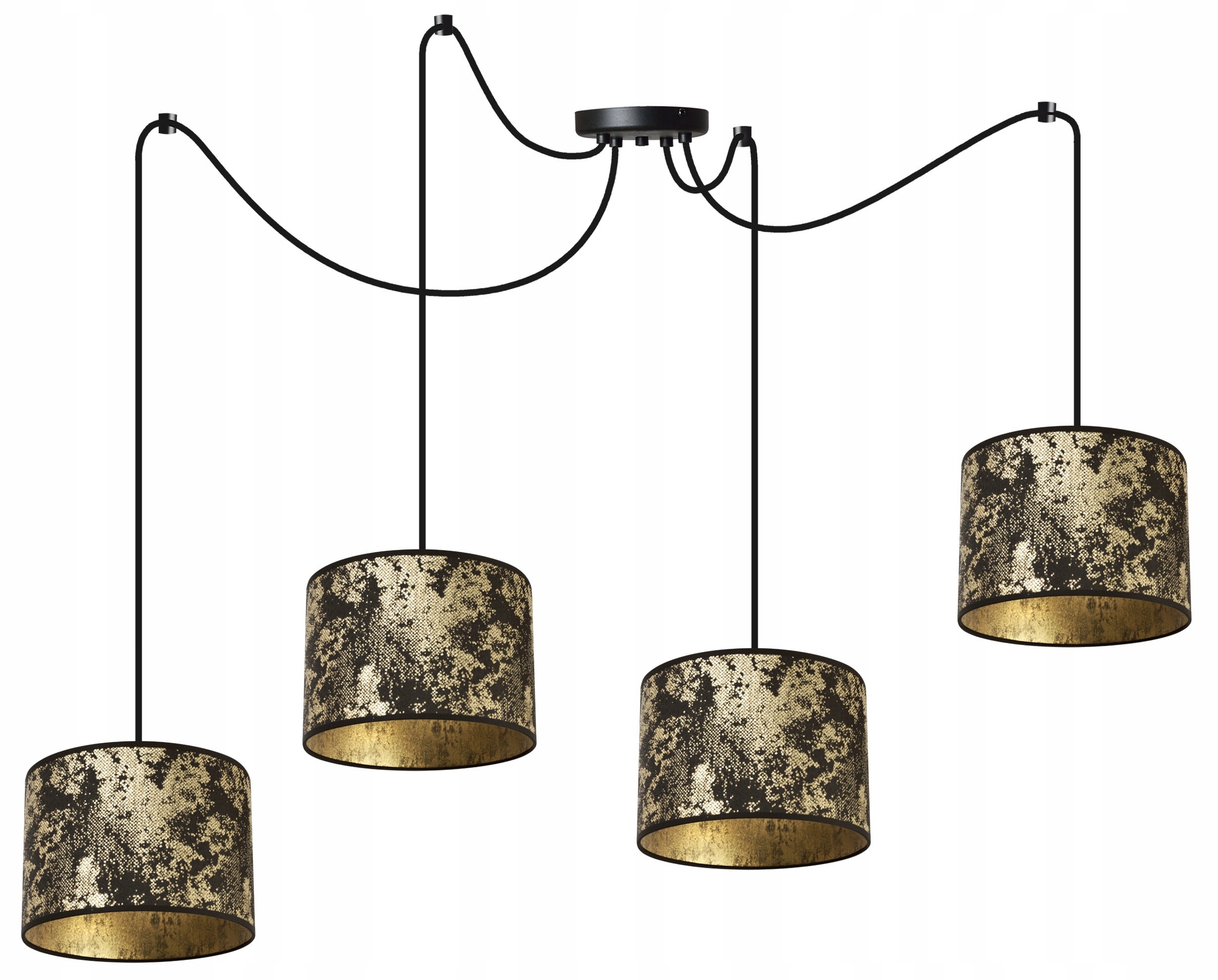 Lampa sufitowa wisząca modern Werona 4xE27 klosz owalny wzorzysty złoty/czarny Light Home LH