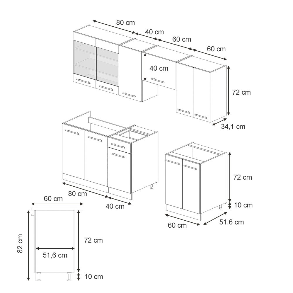 Vicco ligne de cuisine Fame-Line, bleu foncé brillant/blanc, 240cm sans PT - 2