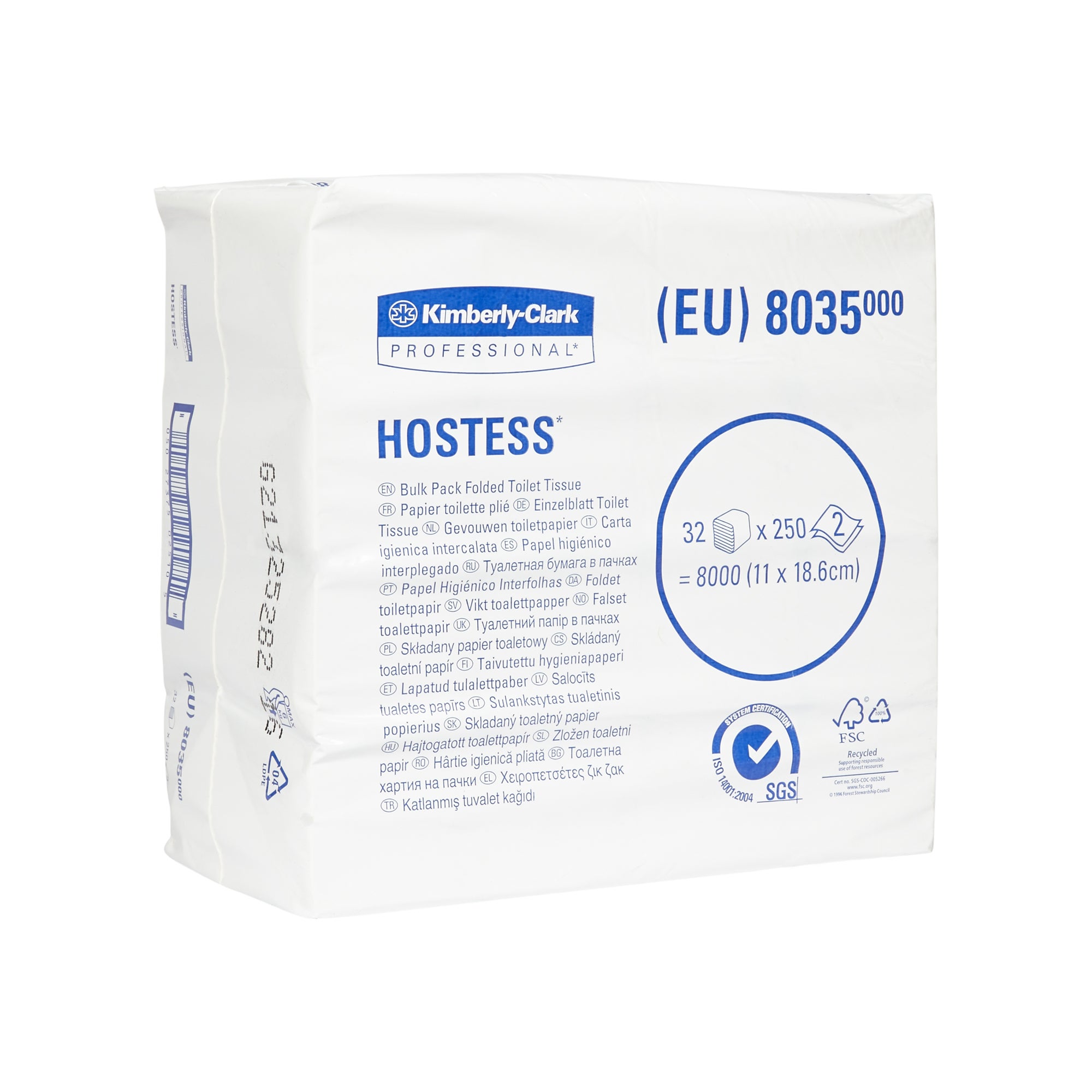 Papier toilette plié maxi pack Hostess 32 - 8035, blanc, 2 plis, 32 x ...