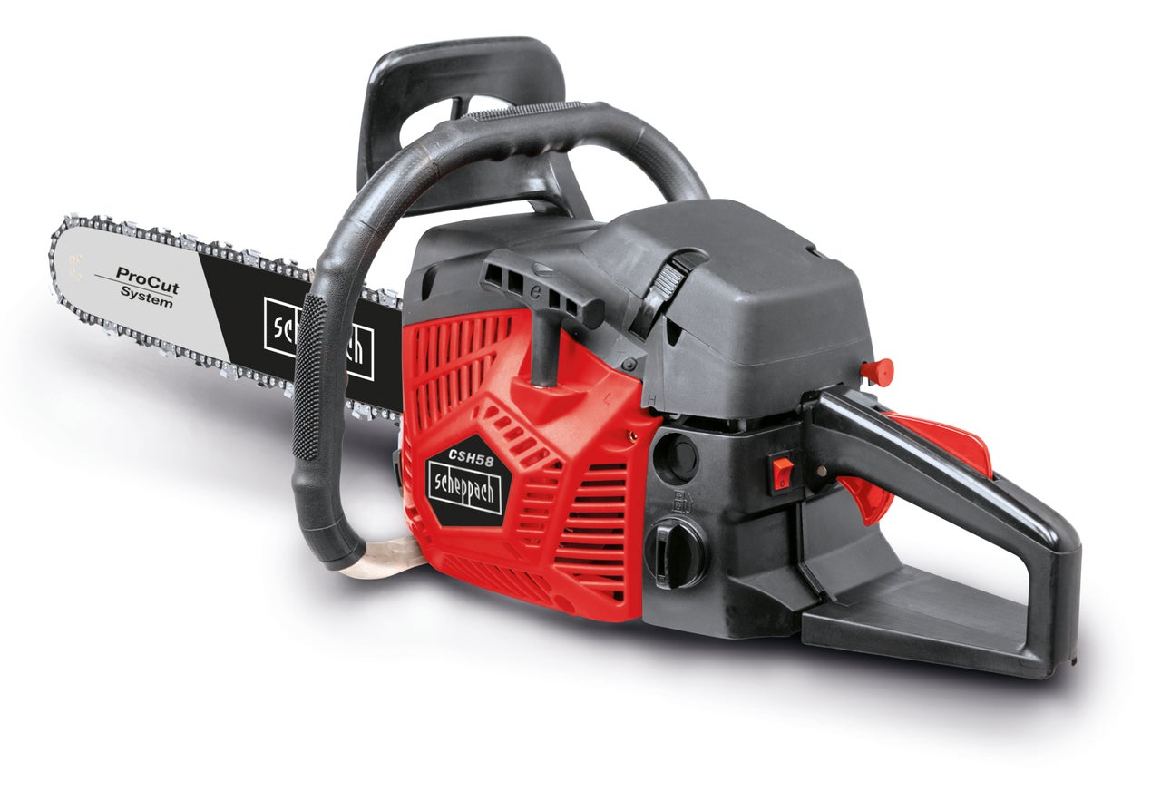 Scheppach Tronçonneuse thermique CSH58 - moteur 2 temps - 56 cm³ - 3,1 CV - longueur guide-chaîne 51 cm - coupe max Ø 47 cm - anti vibration - 3
