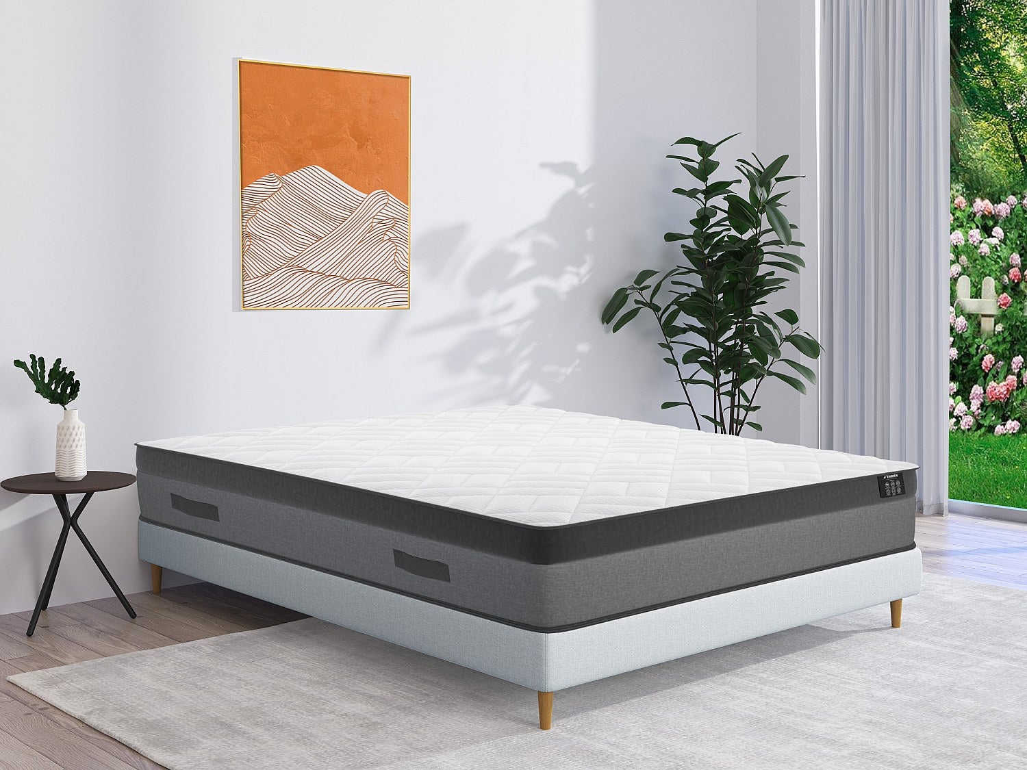 Materac 160 x 200 cm ze sprężynami kieszeniowymi i pianką z pamięcią kształtu o grubości 24 cm - ILLUSION marki YSMÉE