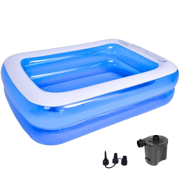 Grande piscine gonflable, 200 cm x 150 cm x 50 cm, avec pompe, adaptée à une utilisation intérieure et extérieure, peut également servir de baignoire.