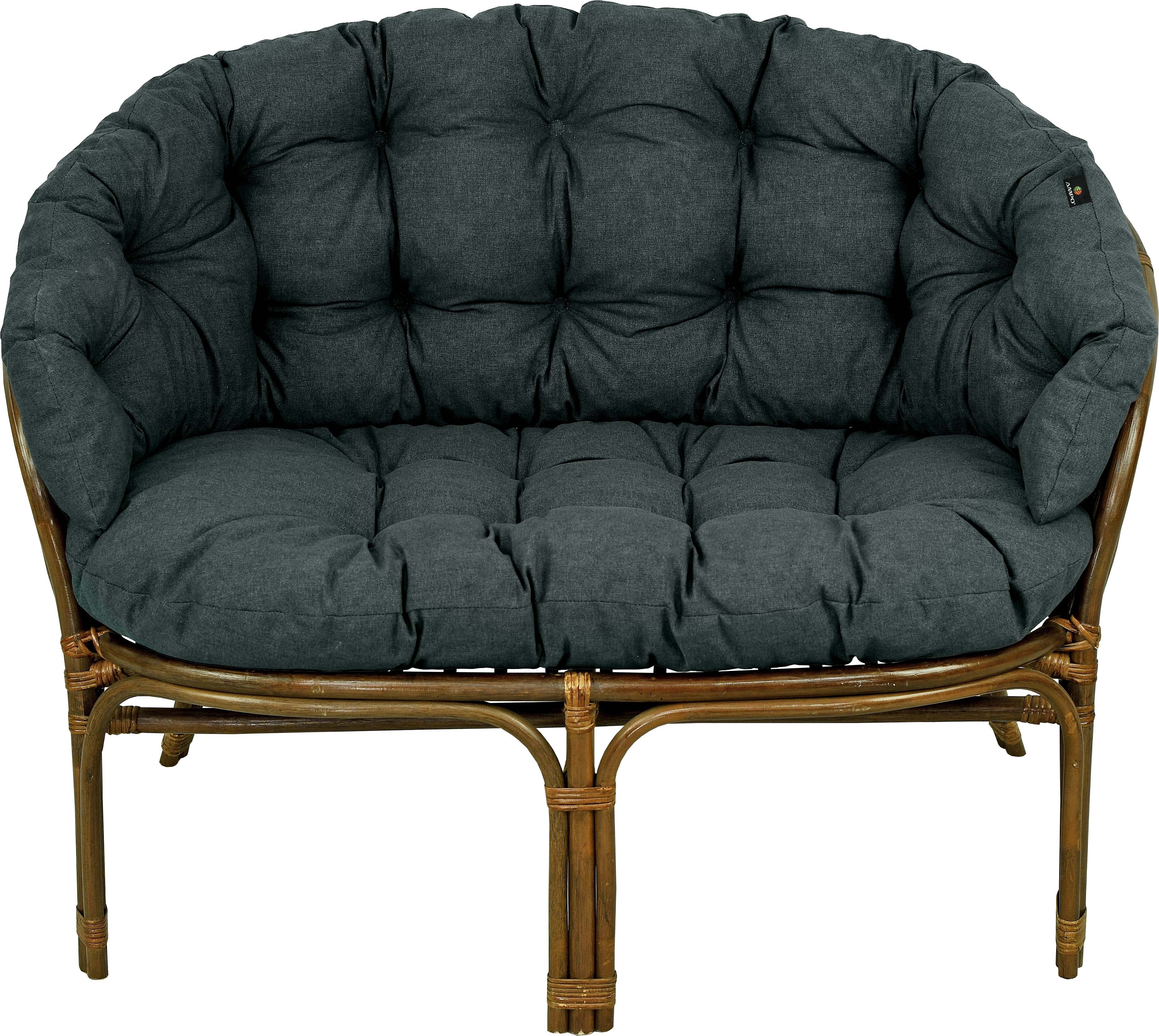 Poduszka na sofę rattanową wiklinową AMPO ciemny szary wodoodporna 1 szt.