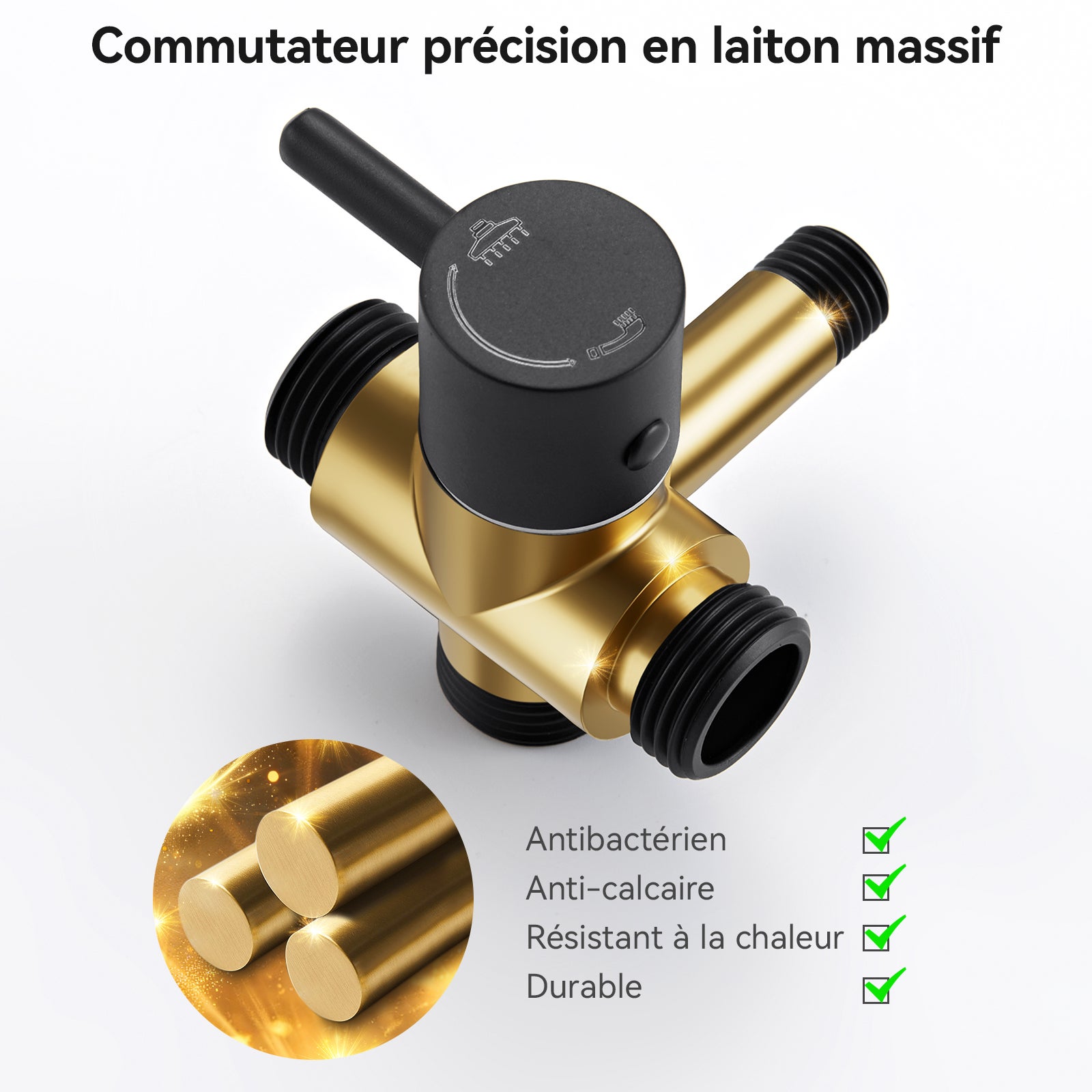 Auralum max Colonne Douche Noir sans Mitigeur Ensemble Douche avec Douchette,Réglable en hauteur avec Tête Douche Carrée 20*20cm,Acier Inoxydable - 4
