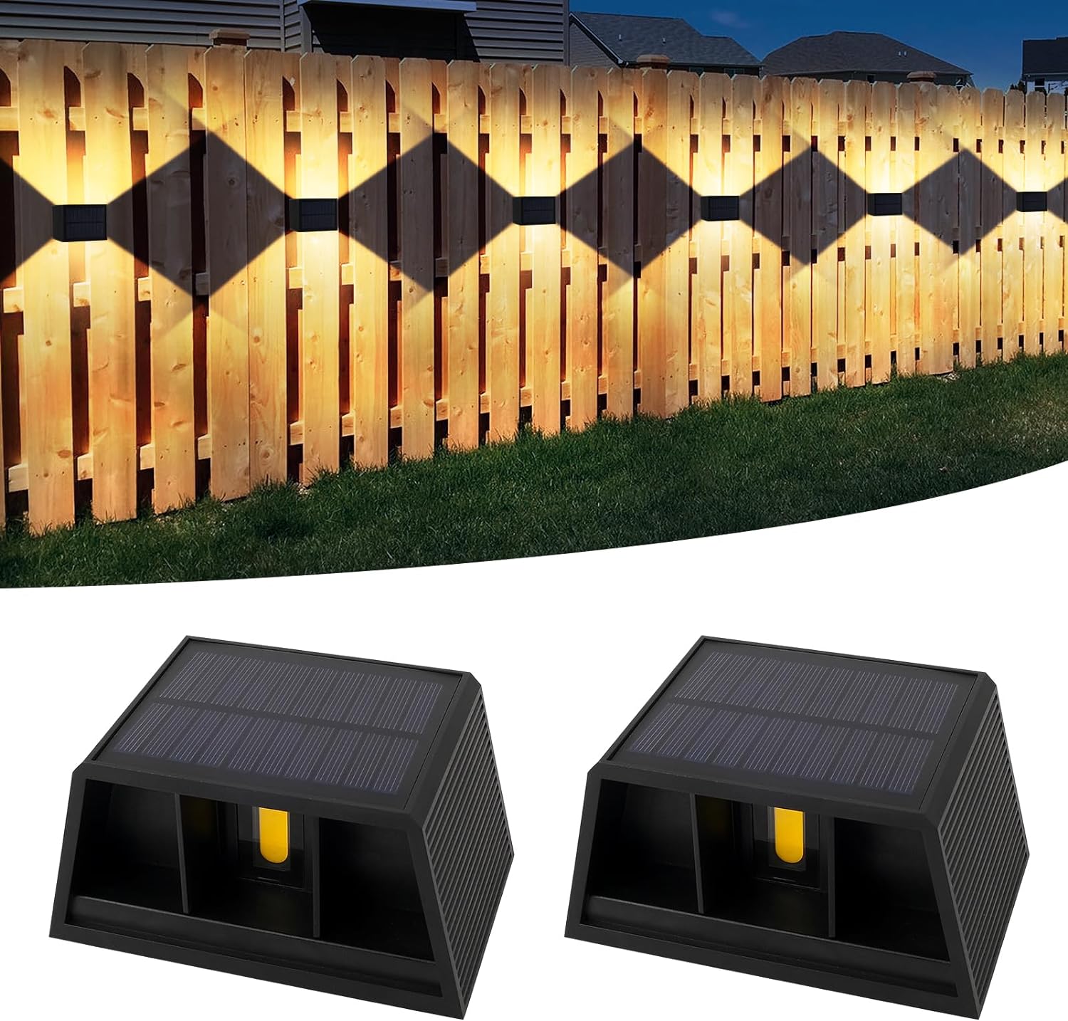 Zewnętrzna solarna lampa ścienna, ciepłe światło w górę i w dół, regulowana wodoodporna solarna lampa ścienna, zestaw 2 szt., światło słoneczne