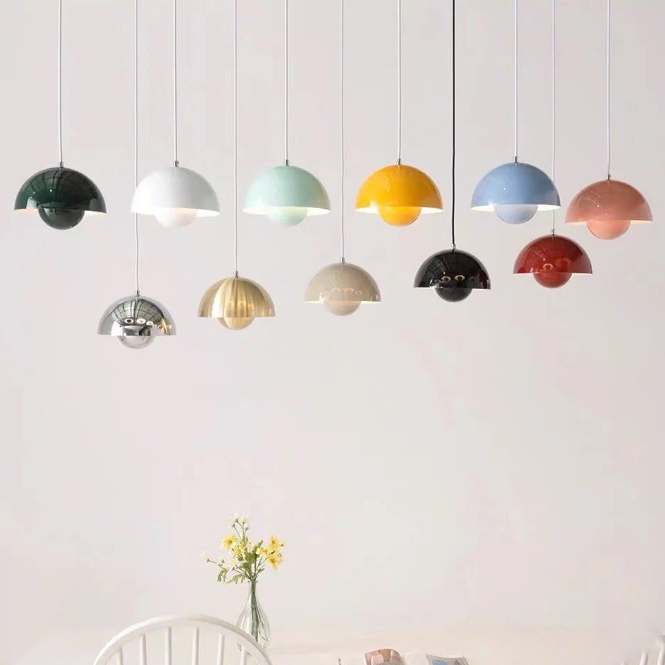 Żyrandol, nowoczesna lampa wisząca, lampa sufitowa z żarówką, oświetlenie wewnętrzne, ciepłe światło, 23 cm (czerwony) - 5