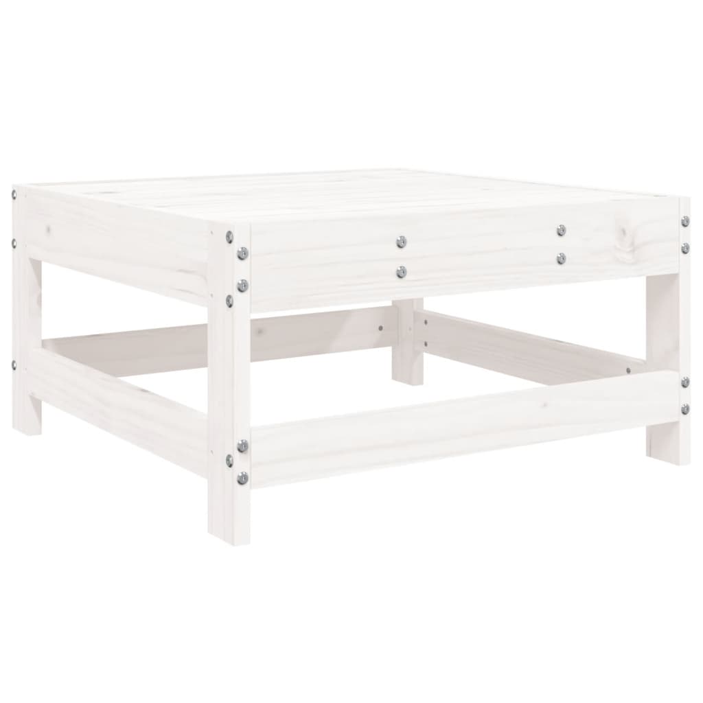 Salon de jardin 7 pcs Blanc Bois de pin massif - 5