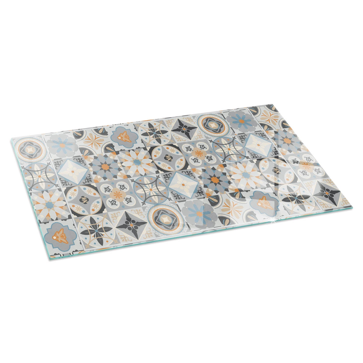 Prostokątna płyta szklana ochronna pod piecyk, kominek - 100x50 cm - Wzory mozaikowe w kafelkach - TULUP