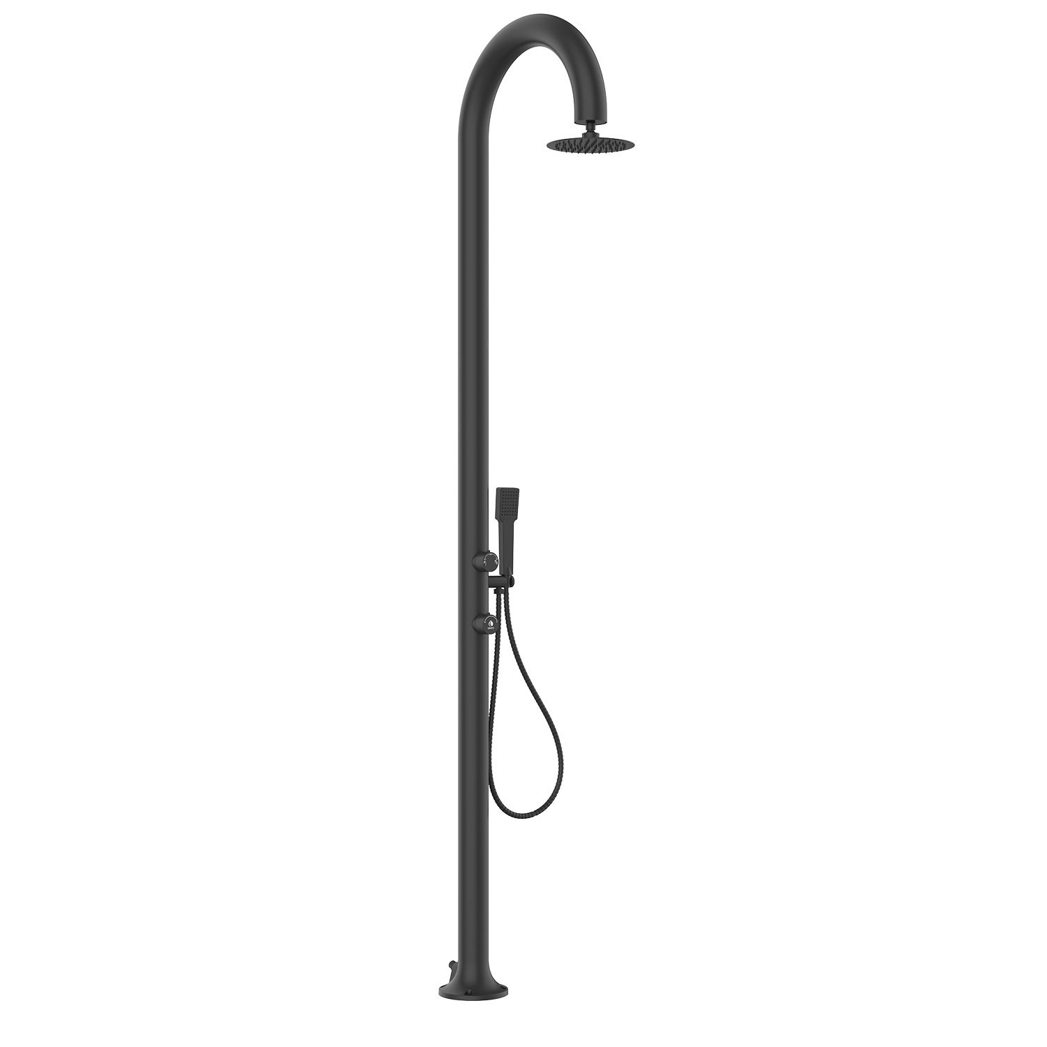 Black Aluminum Shower With Hand Shower Sined Luna Alu d Black Outdoor ...