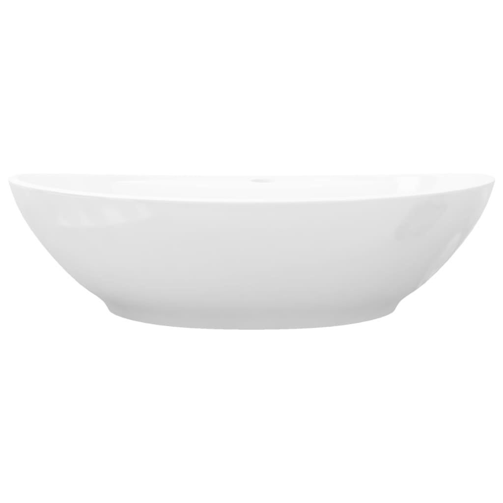 Lavabo ovale en céramique avec trou de robinet vidaXL - 7