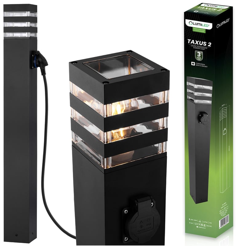 Lampa Ogrodowa Lumiled Słupek Zewnętrzny Stojący E27 LED z Gniazdem 80cm 1 szt.