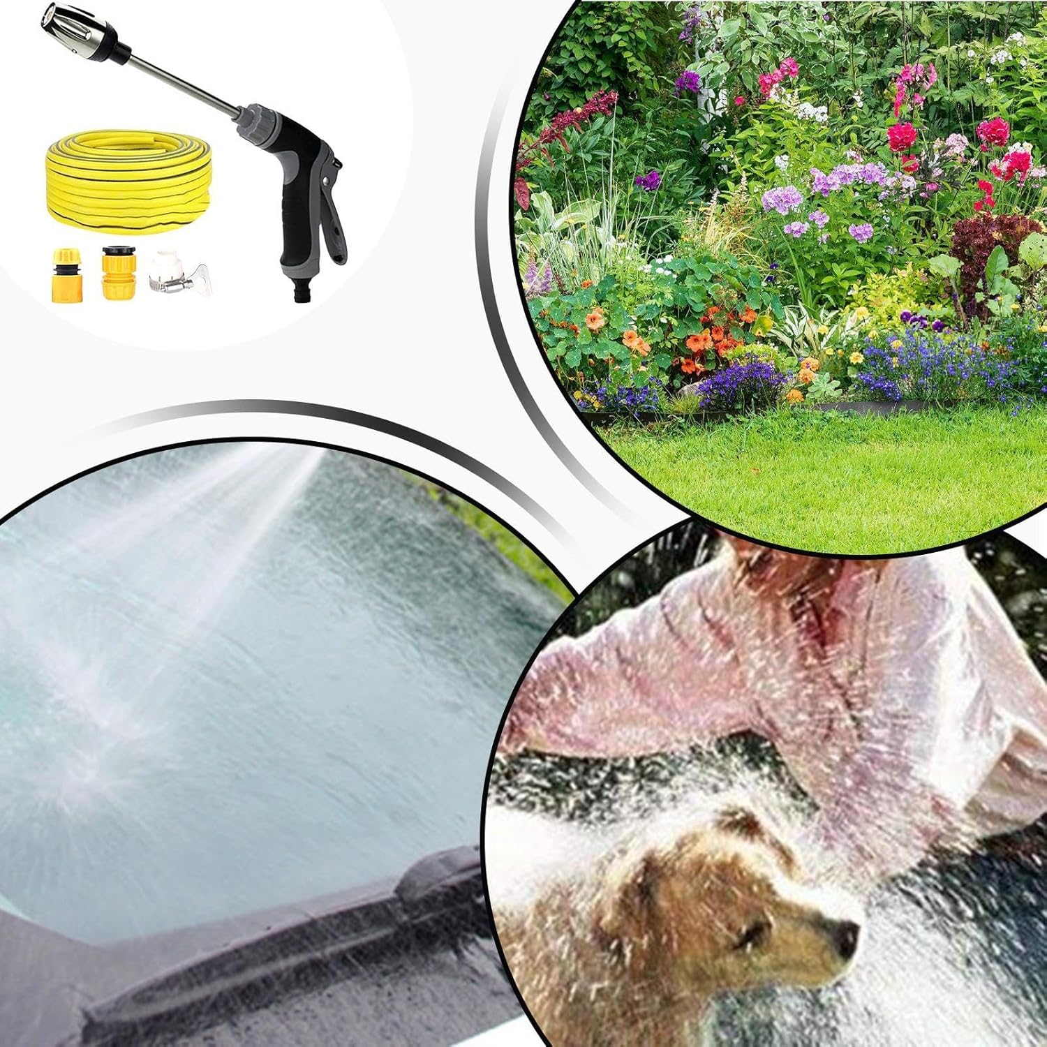 Nettoyeur Haute Pression Universel - Pour Tuyaux d’Arrosage - Buse Jet 2-en-1 + 3 Embouts + Tuyau 5m Inclus - 6