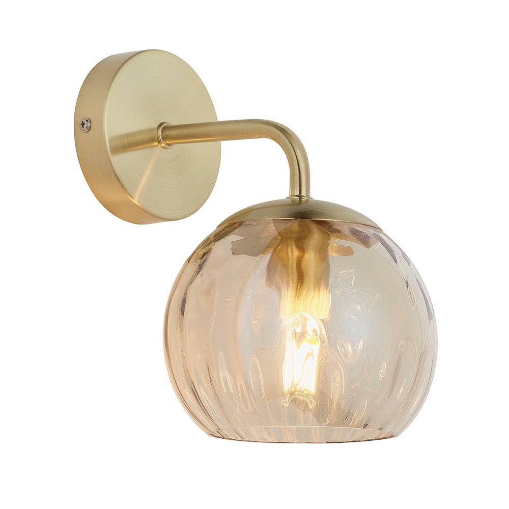 Kinkiet DIMPLE satynowany mosiężny 1xE14x15W szkło wym:24x14,5x19,8cm IP20 Endon