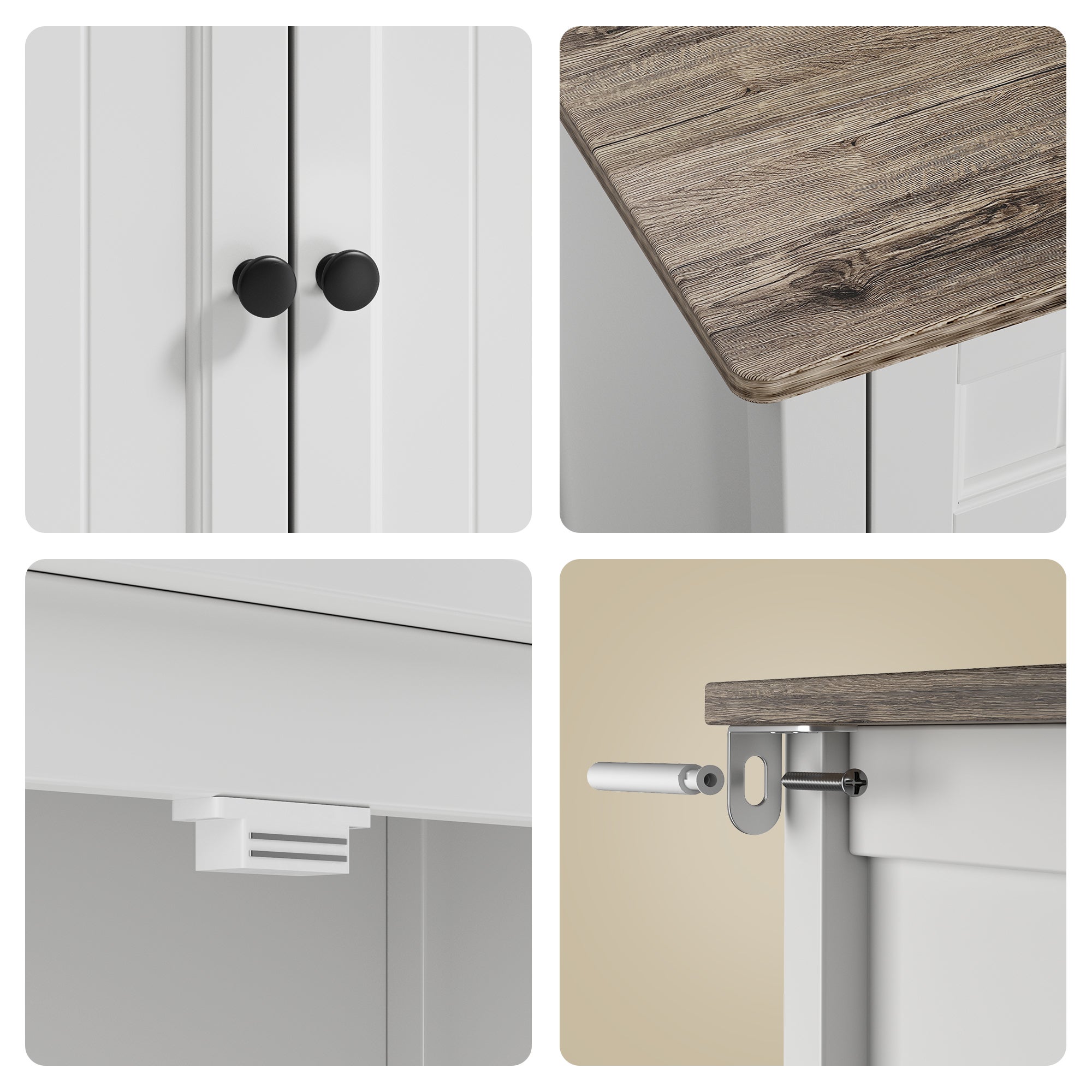 Bealife Buffet Meuble de Rangement 2 Tiroirs Meuble de Cuisine 2 Portes Étagère Réglable pour Salle à Manger Salon Entrée Couloir - 4